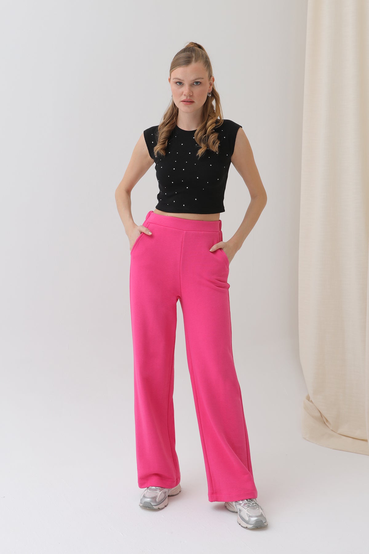 Kadın Geniş Paça Eşofman Altı - 18152PNT - FUCHSIA
