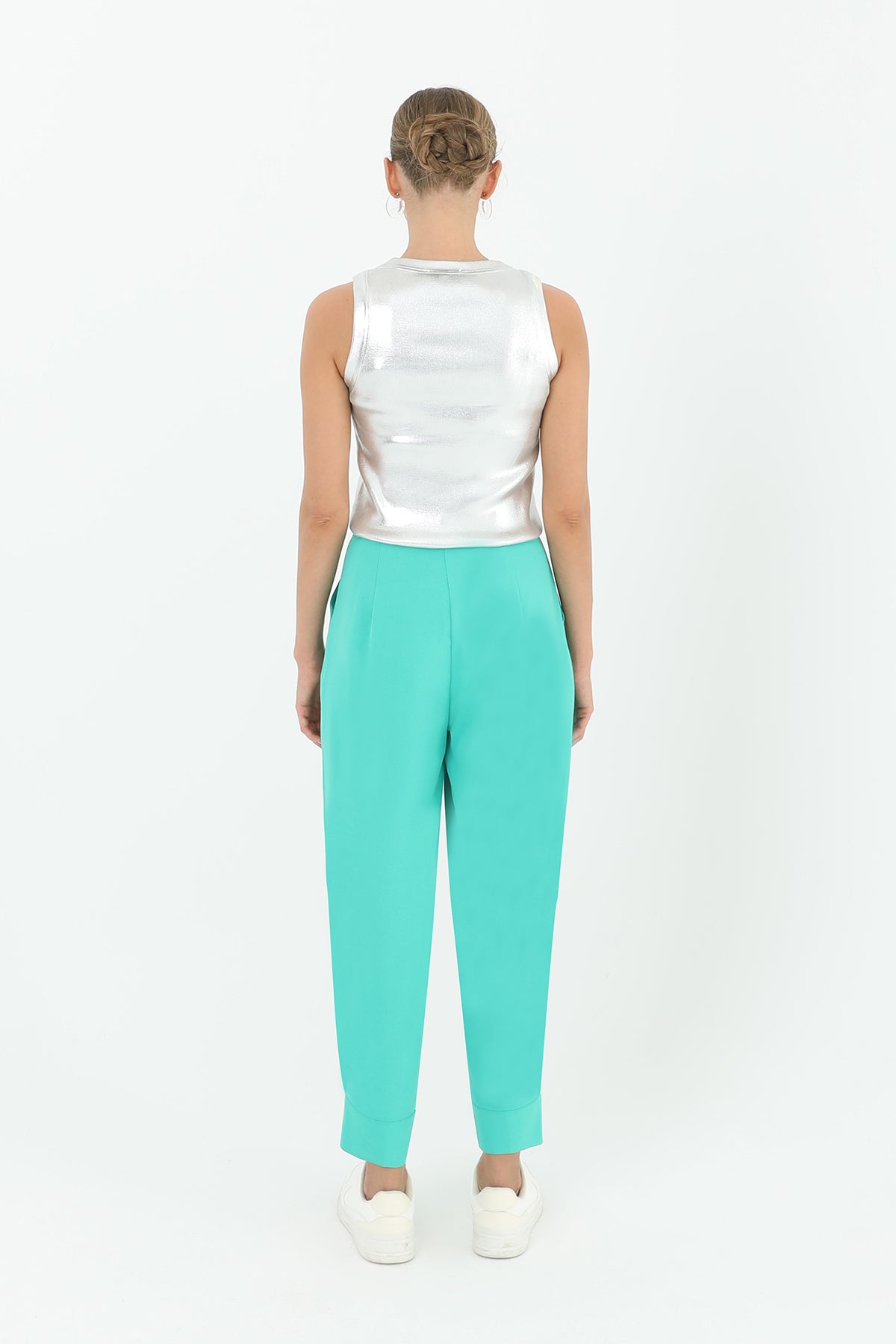 Paune Kadın Pileli Pantolon - 18160PNT GREEN