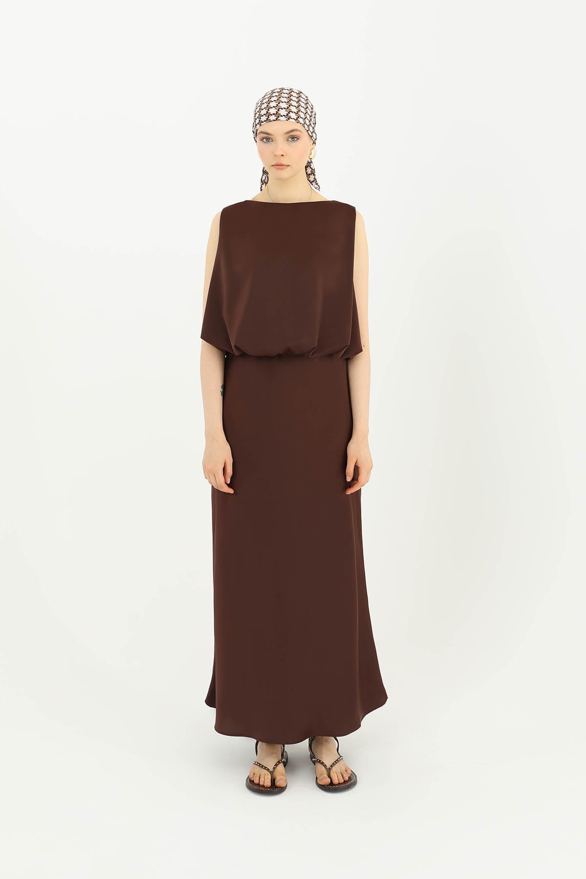 Kadın Saten Uzun Etek - 24S-31614ETK BROWN