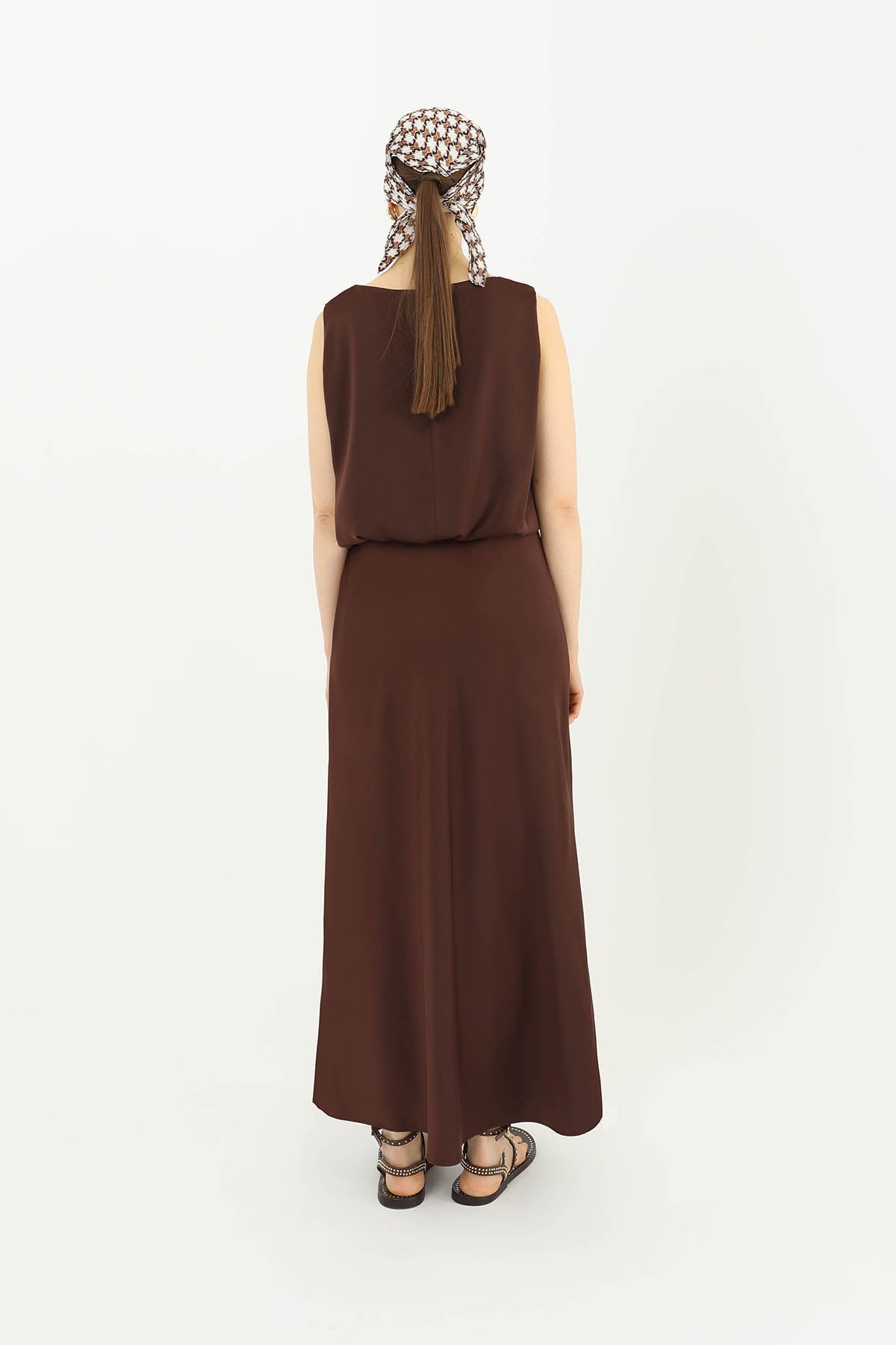 Kadın Saten Uzun Etek - 24S-31614ETK BROWN