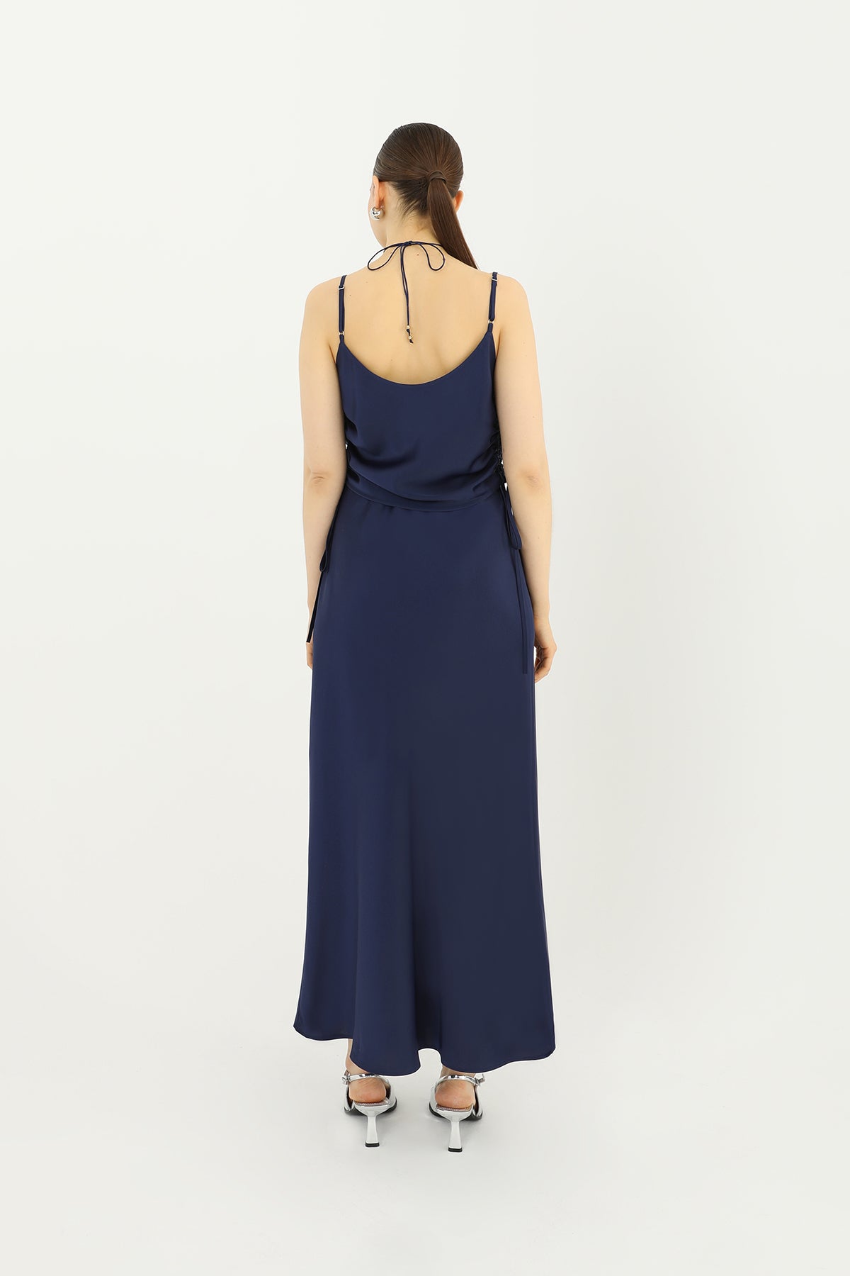 Kadın Saten Uzun Etek - 24S-31614ETK NAVY