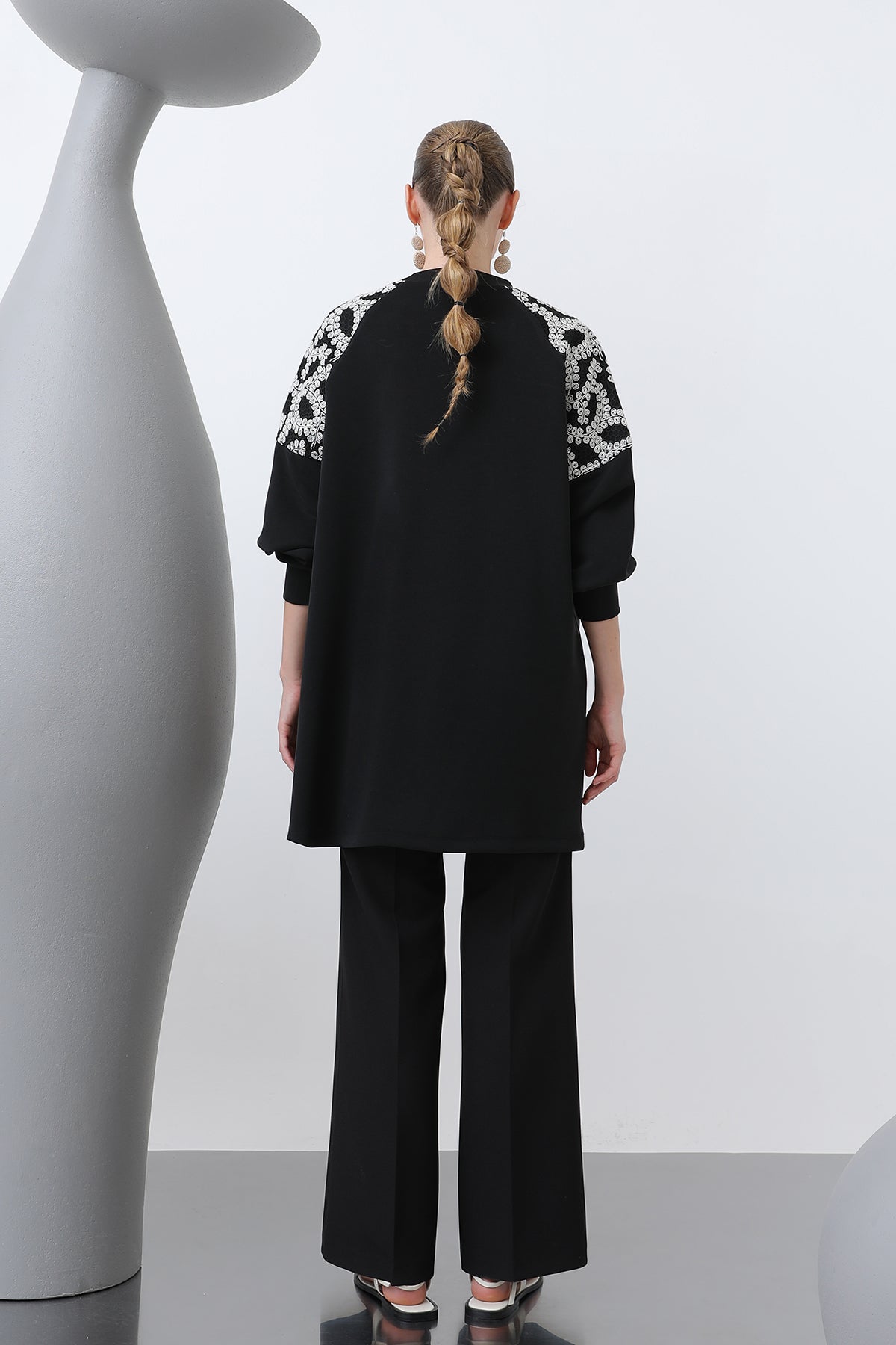 Kadın Kargo Cepli Omuzları Ve Cebi Garnili Tunik - 10624TNK BLACK