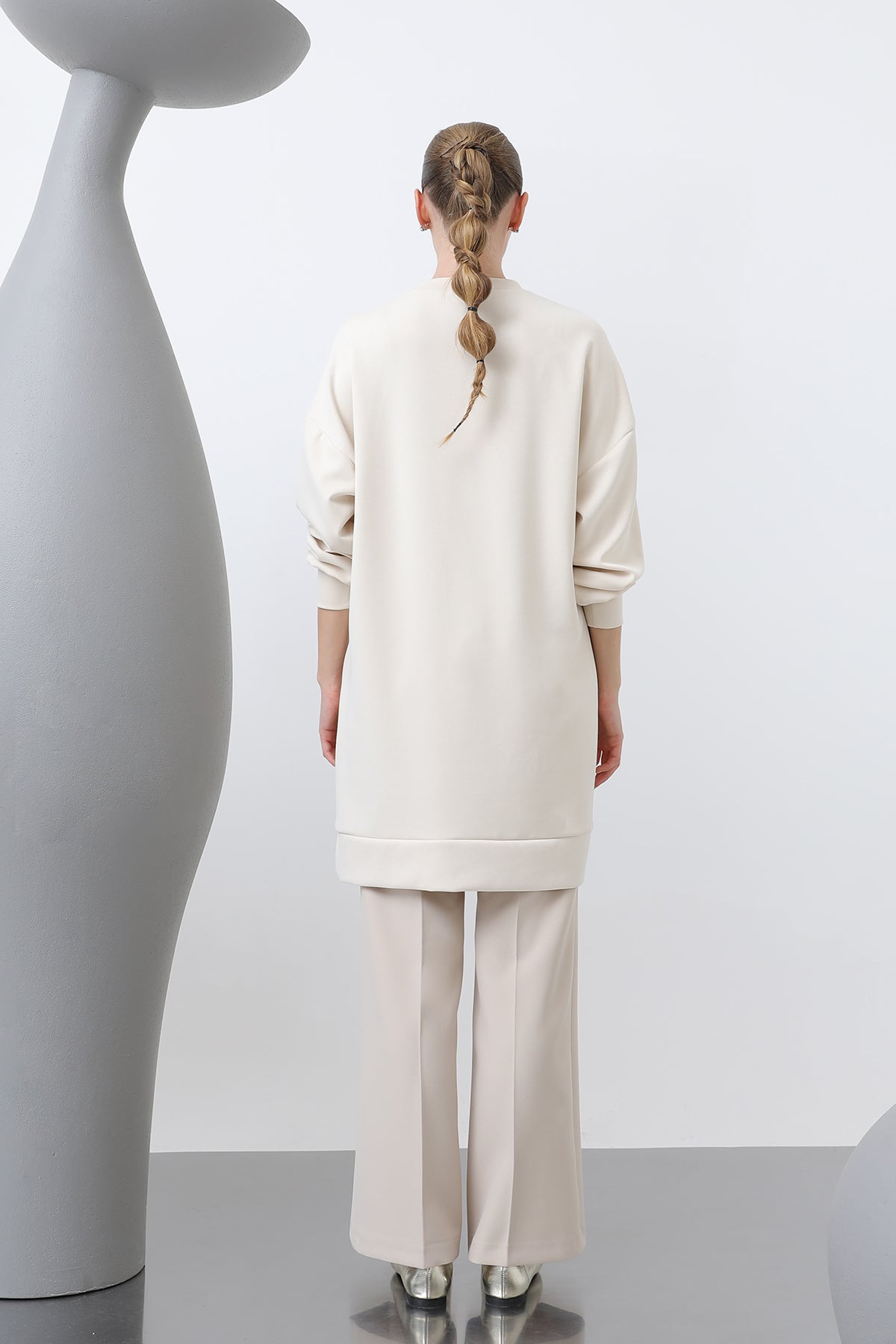 Kadın Önü İşlemeli Garni Detaylı Tunik - 10627TNK SAND BEIGE-BEIGE