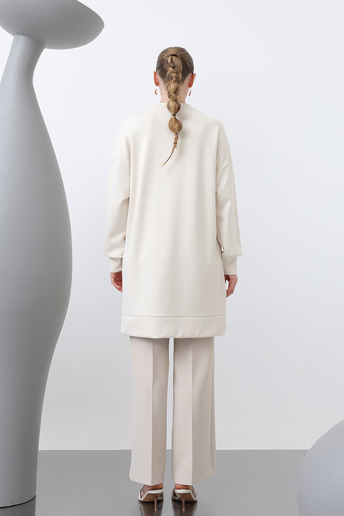 Kadın Omuzu Nakış işlemeli Tunik - 10629TNK SAND BEIGE