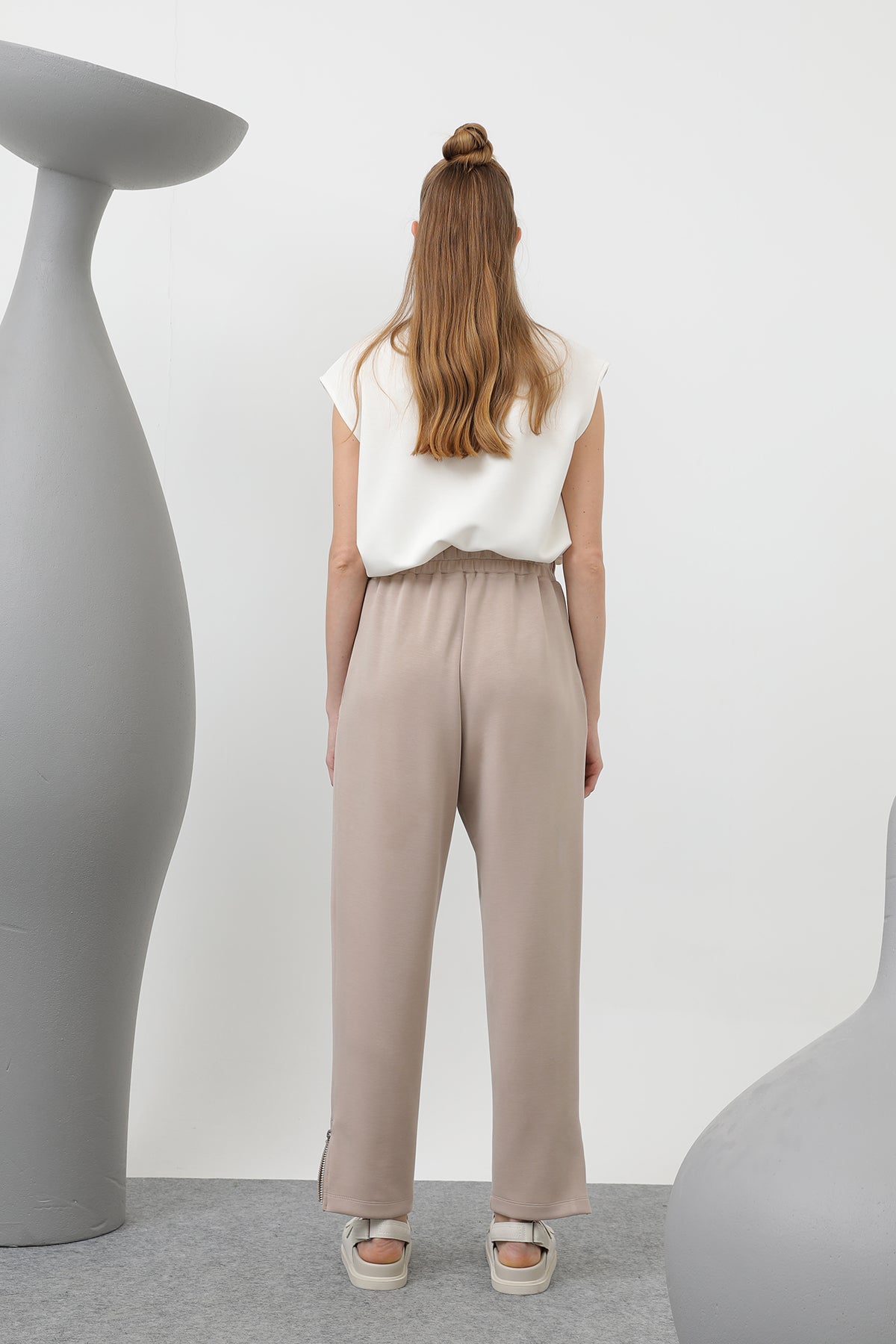 Kadın Ön Korsaj Arka Lastik Pantolon - 18225PNT BEIGE