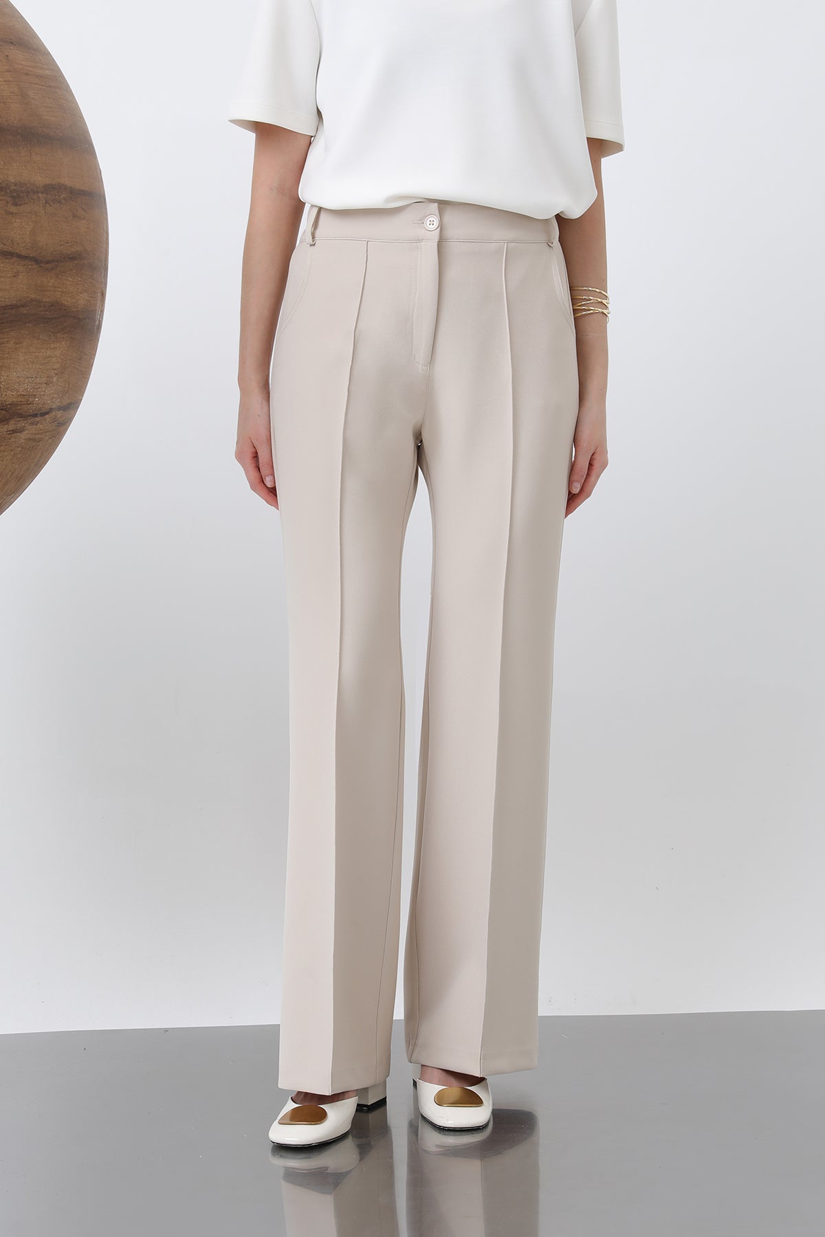 Kadın Nervür Dikişli Pantolon - 18226PNT BEIGE