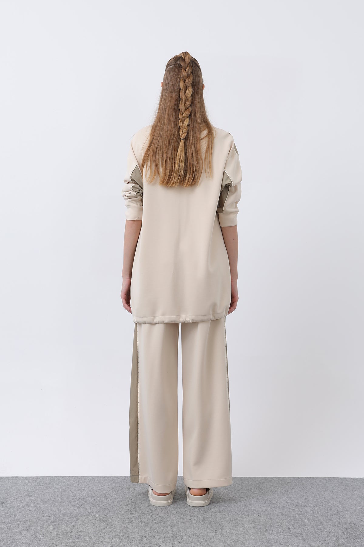 Kadın Fermuarlı Ara Biyeli Takım - 20601TKS BEIGE-KHAKI