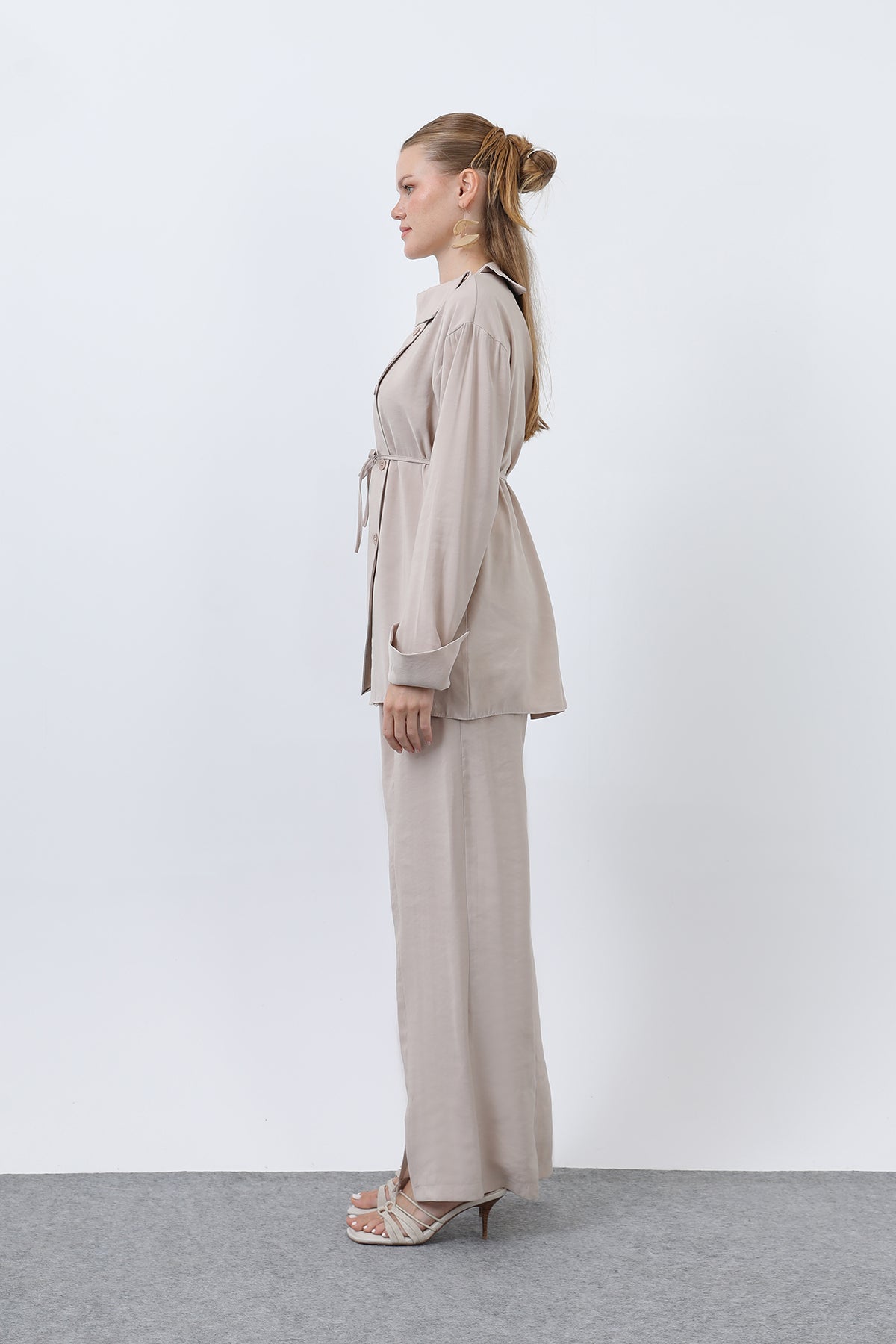 Kadın Düğmeli Oversize Günlük Set Takım
-20677TKS BEIGE