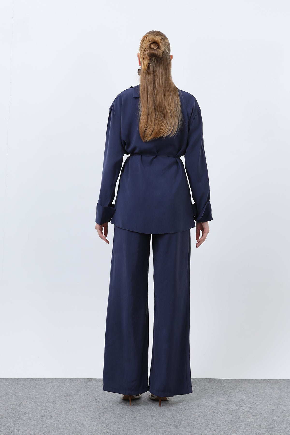 Kadın Düğmeli Oversize Günlük Set Takım
-20677TKS NAVY