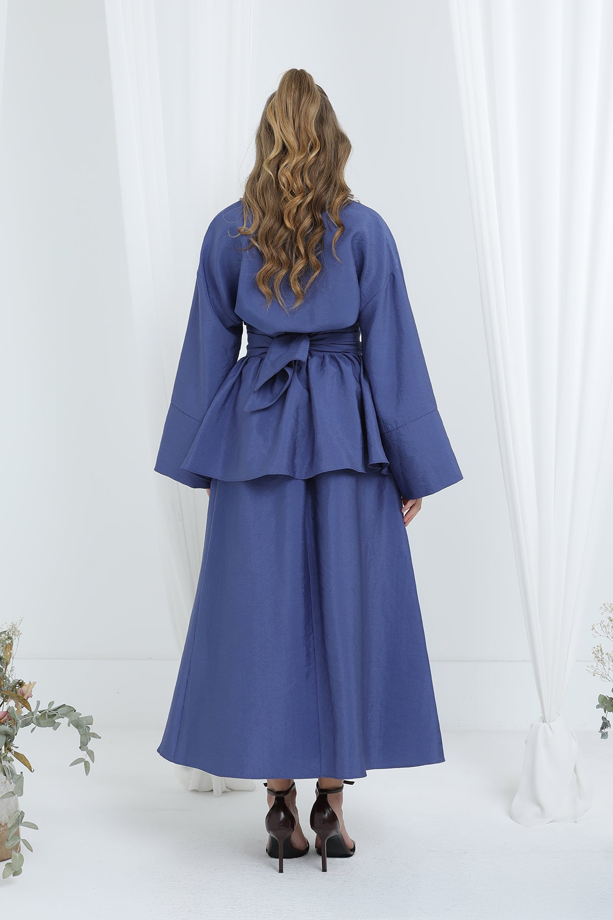 Kadın Luna Kuşaklı Minimal Etekli Takım -20682TKS INDIGO