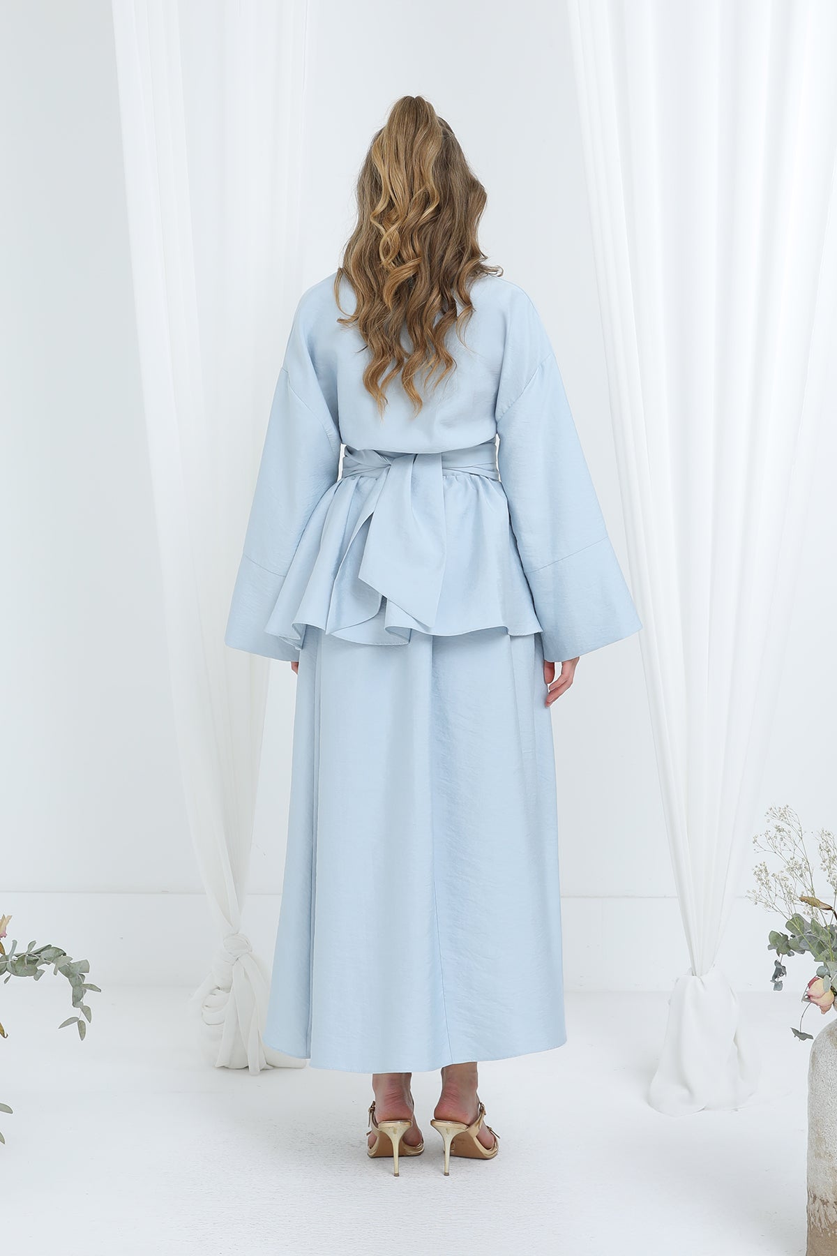 Kadın Luna Kuşaklı Minimal Etekli Takım -20682TKS BLUE