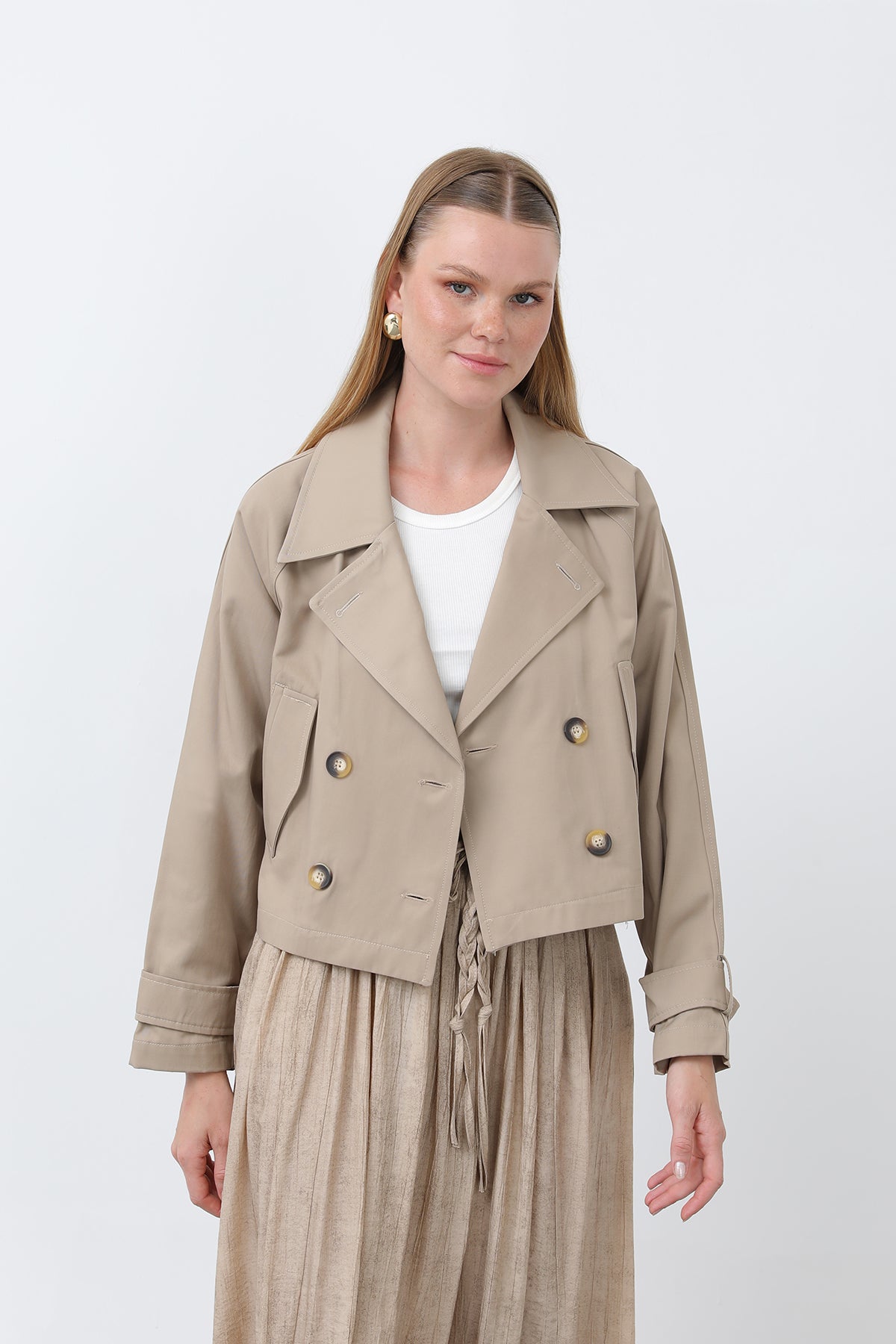 Kadın Kısa Trench - 32123TRC BEIGE