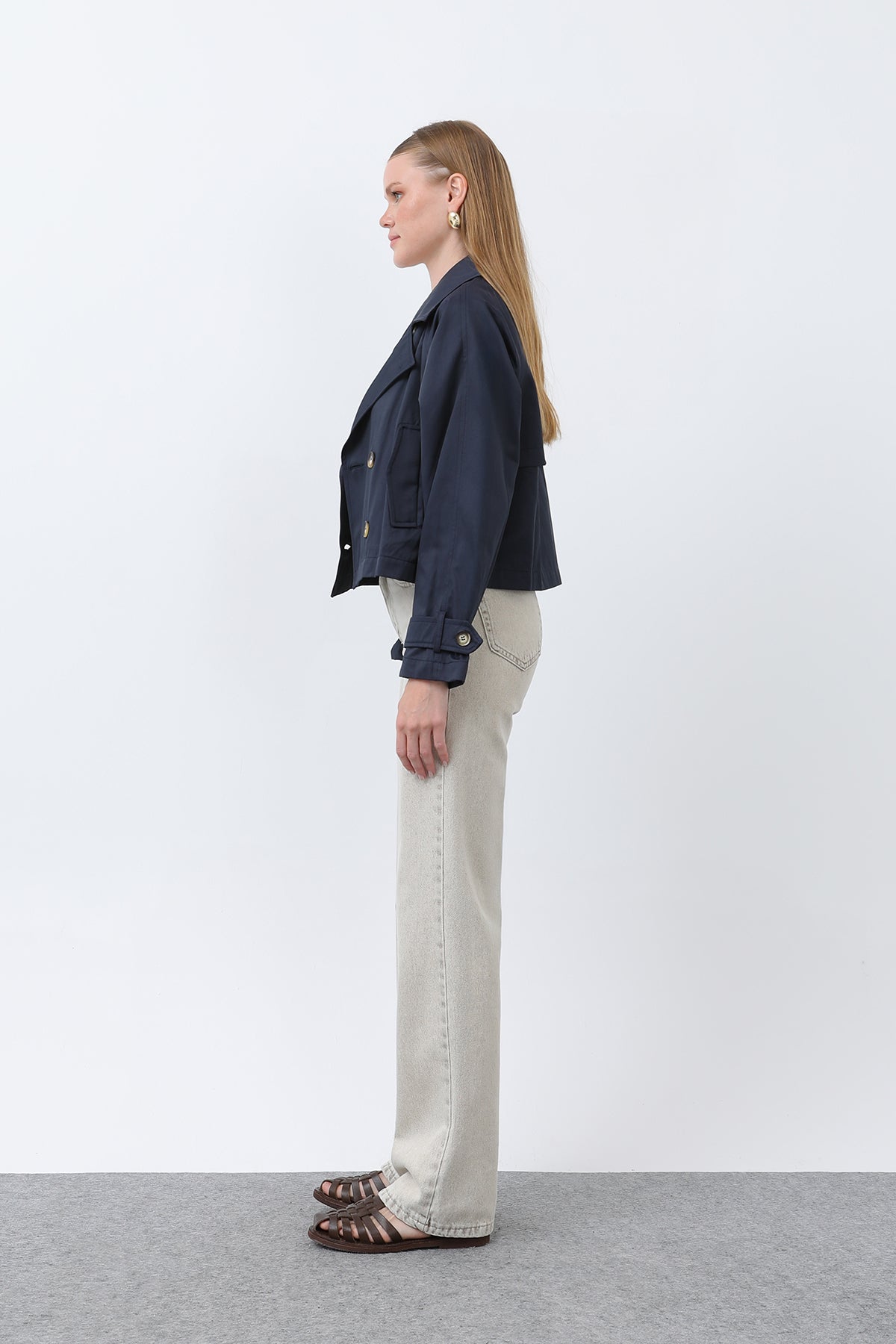 Kadın Kısa Trench - 32123TRC NAVY