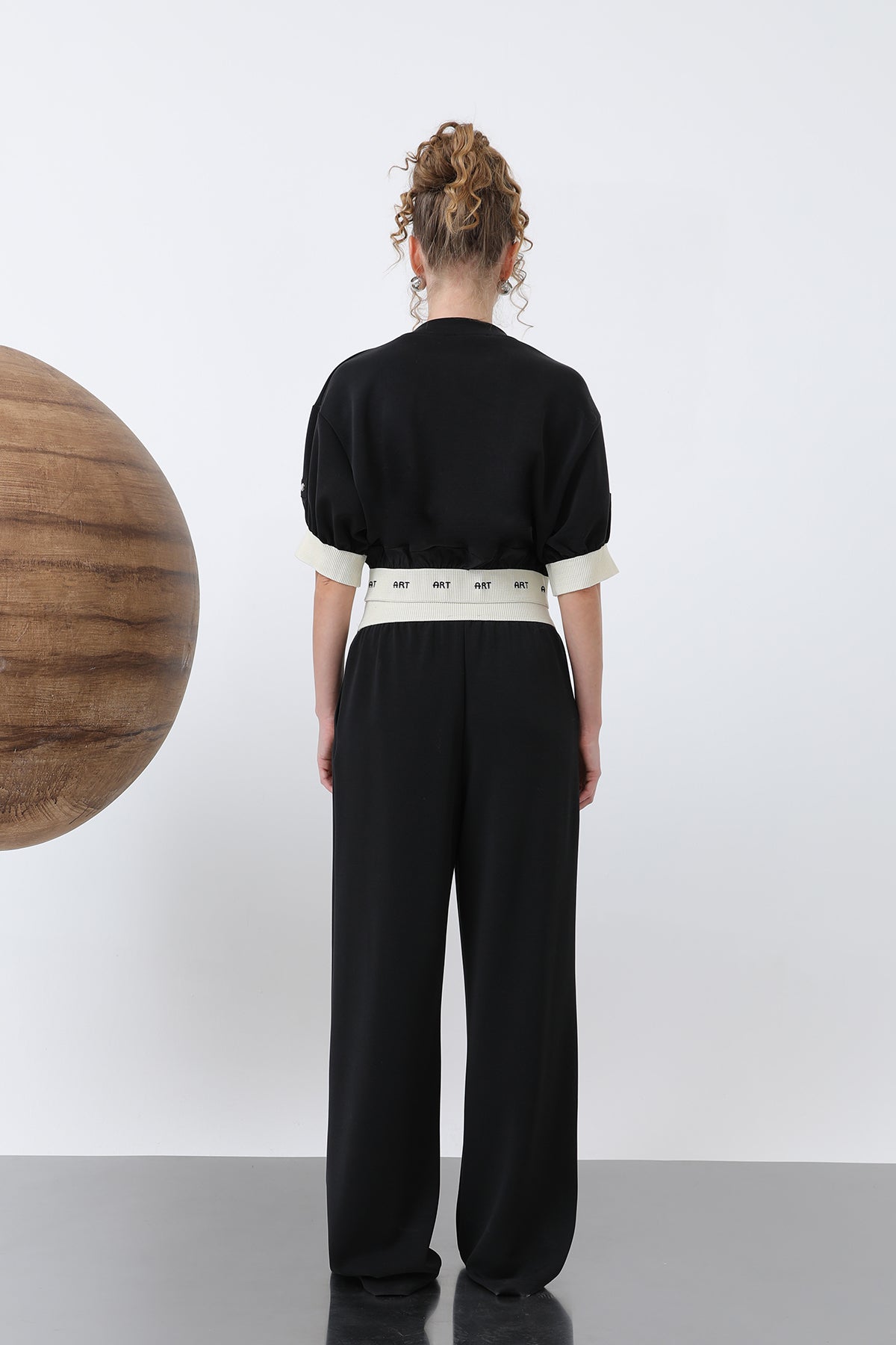 Kadın Lastiği Nakış Detaylı Pantolon - 32131PNT BLACK