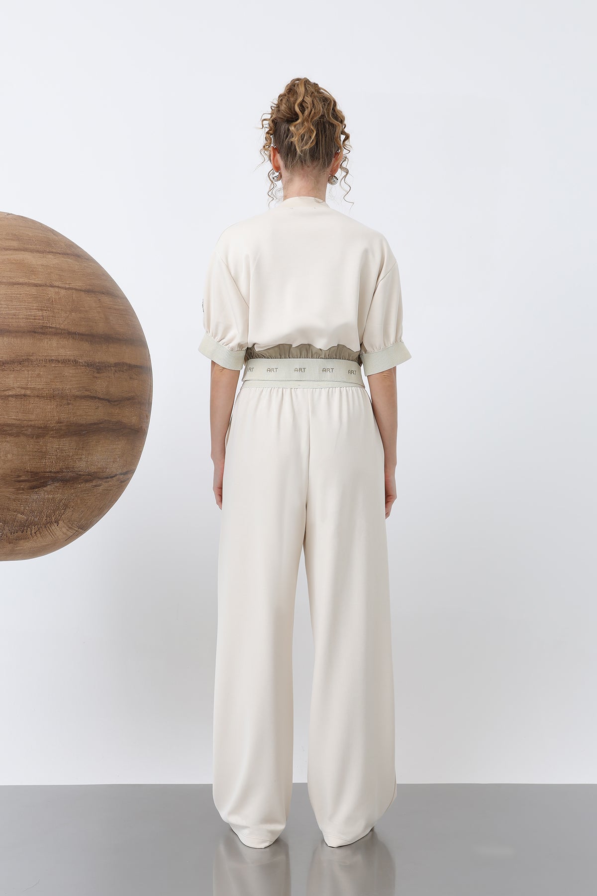 Kadın Lastiği Nakış Detaylı Pantolon - 32131PNT SAND BEIGE