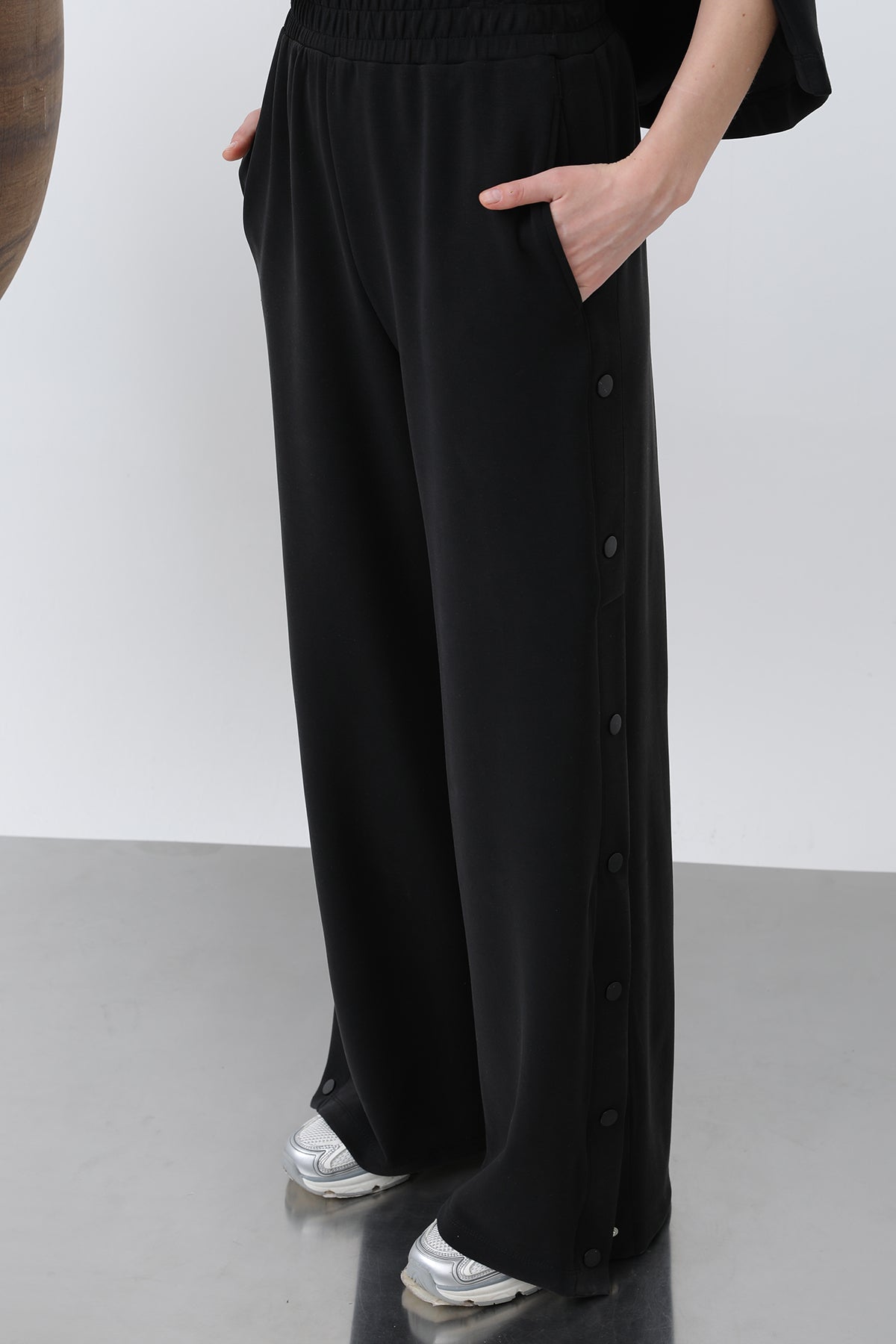 Kadın Yanlar Çıt Çıt Detaylı Pantolon -32157PNT BLACK