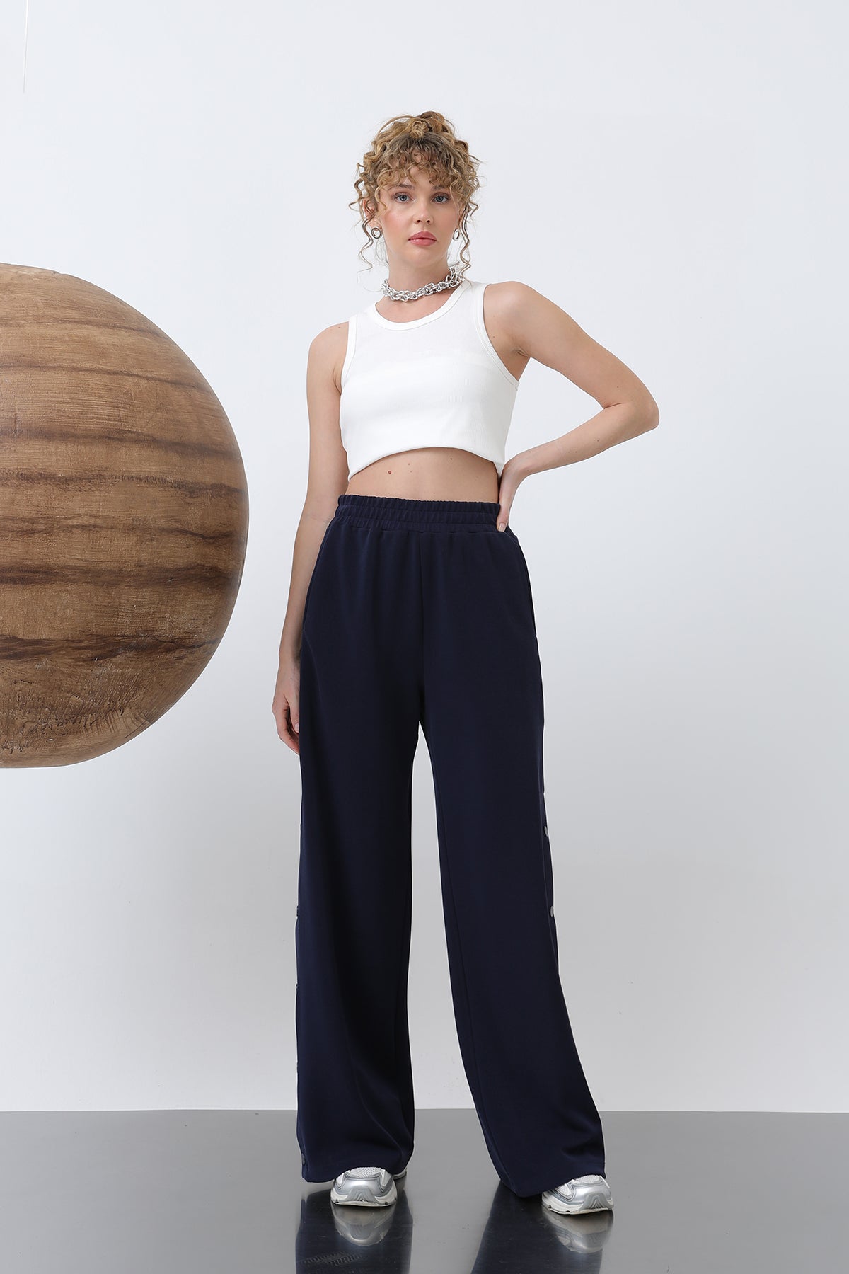 Kadın Yanlar Çıt Çıt Detaylı Pantolon -32157PNT NAVY
