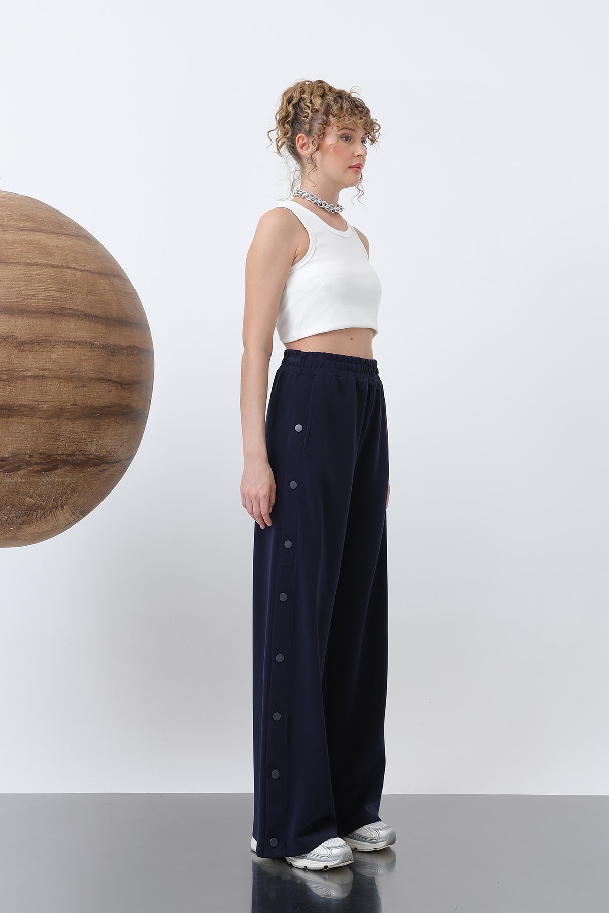 Kadın Yanlar Çıt Çıt Detaylı Pantolon -32157PNT NAVY