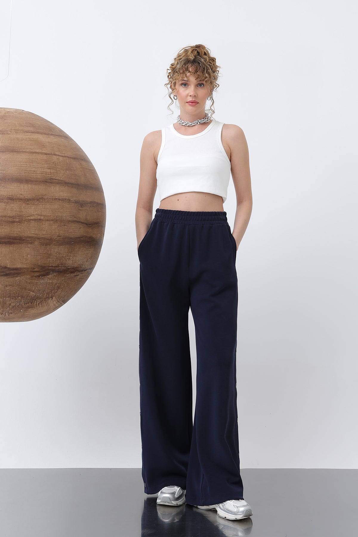 Kadın Yanlar Çıt Çıt Detaylı Pantolon -32157PNT NAVY