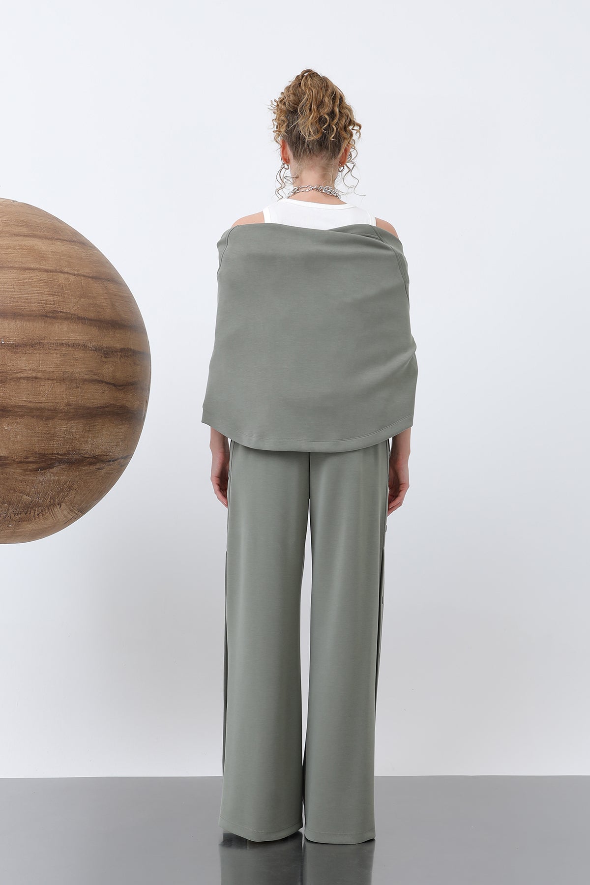 Kadın Yanlar Çıt Çıt Detaylı Pantolon -32157PNT KHAKI