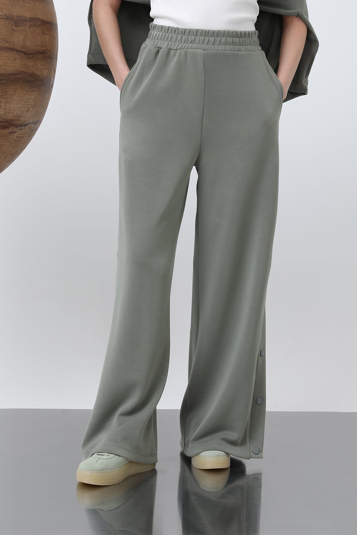Kadın Yanlar Çıt Çıt Detaylı Pantolon -32157PNT KHAKI