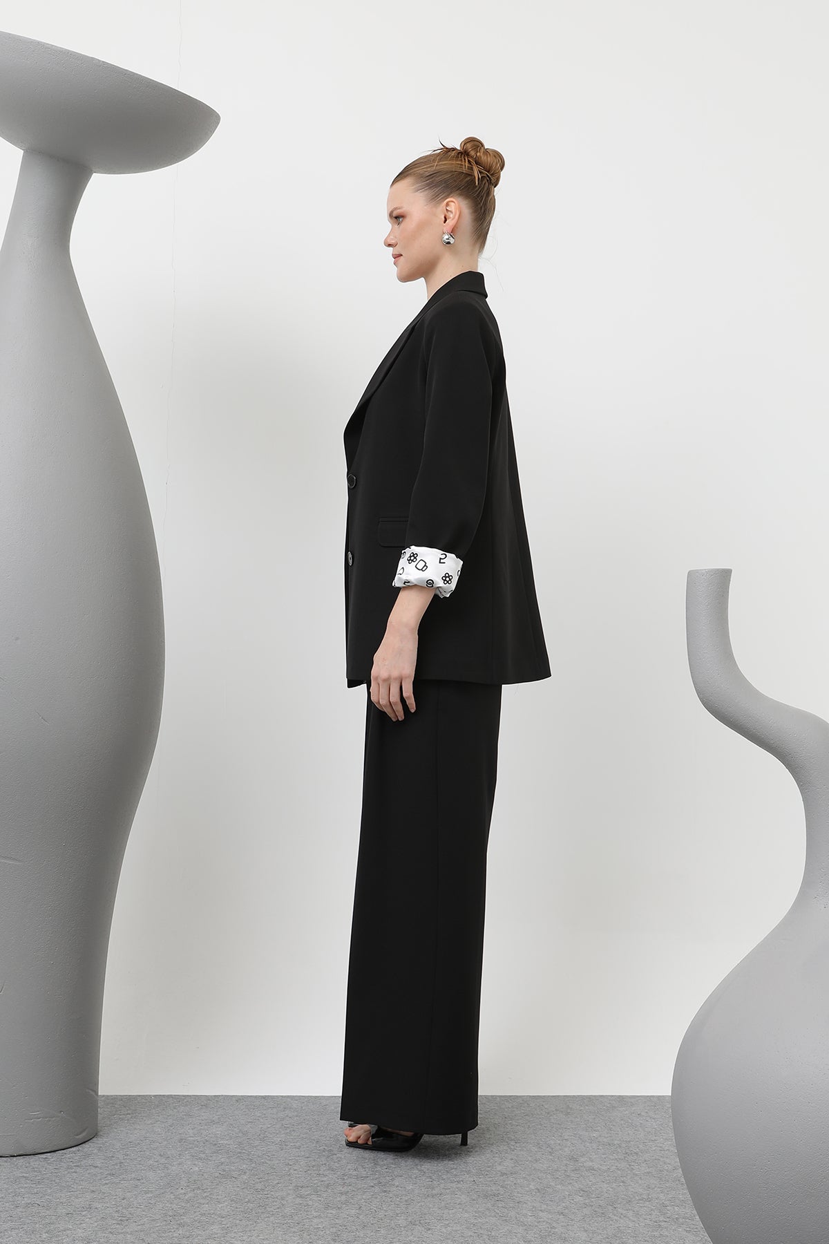 Kadın Desenli Astar Detaylı Pantolon - 32186PNT BLACK
