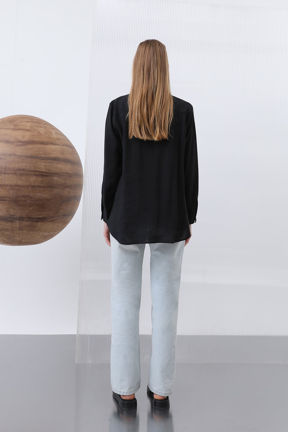 Kadın Basic Gömlek -32207GML BLACK