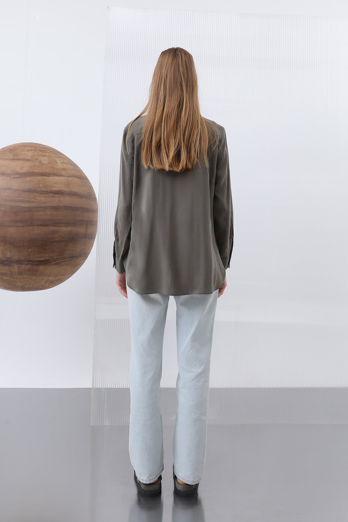Kadın Basic Gömlek -32207GML KHAKI