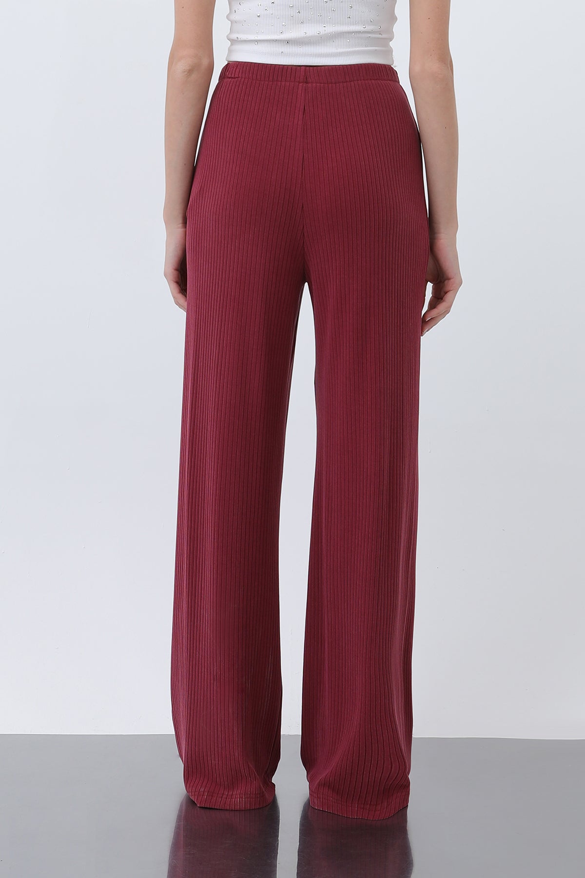 Kadın Fitilli Belden Bağlamalı Pantolon -32224PNT BURGUNDY