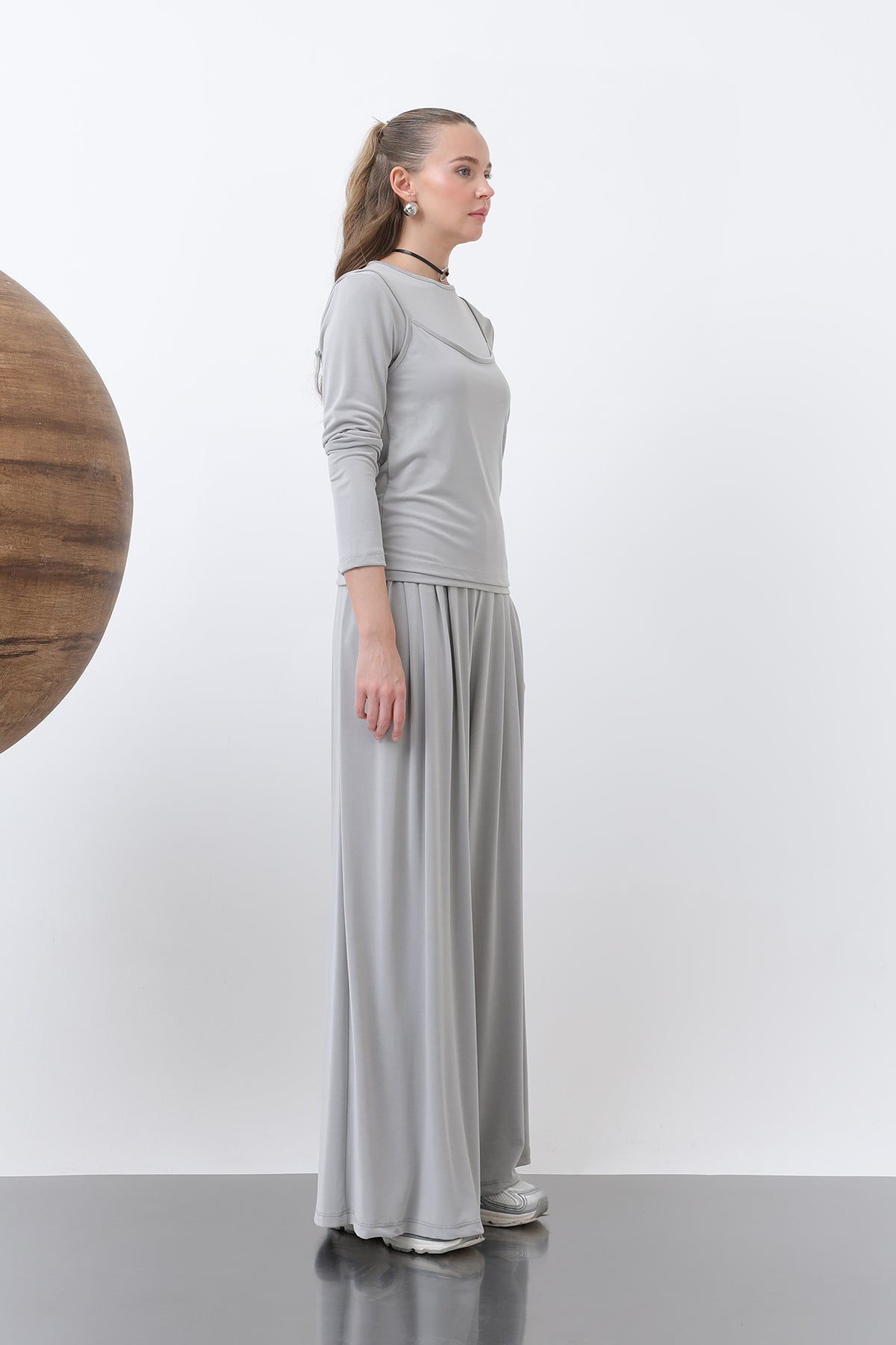 Kadın Atlet Detaylı Bluz -32262BLZ GREY