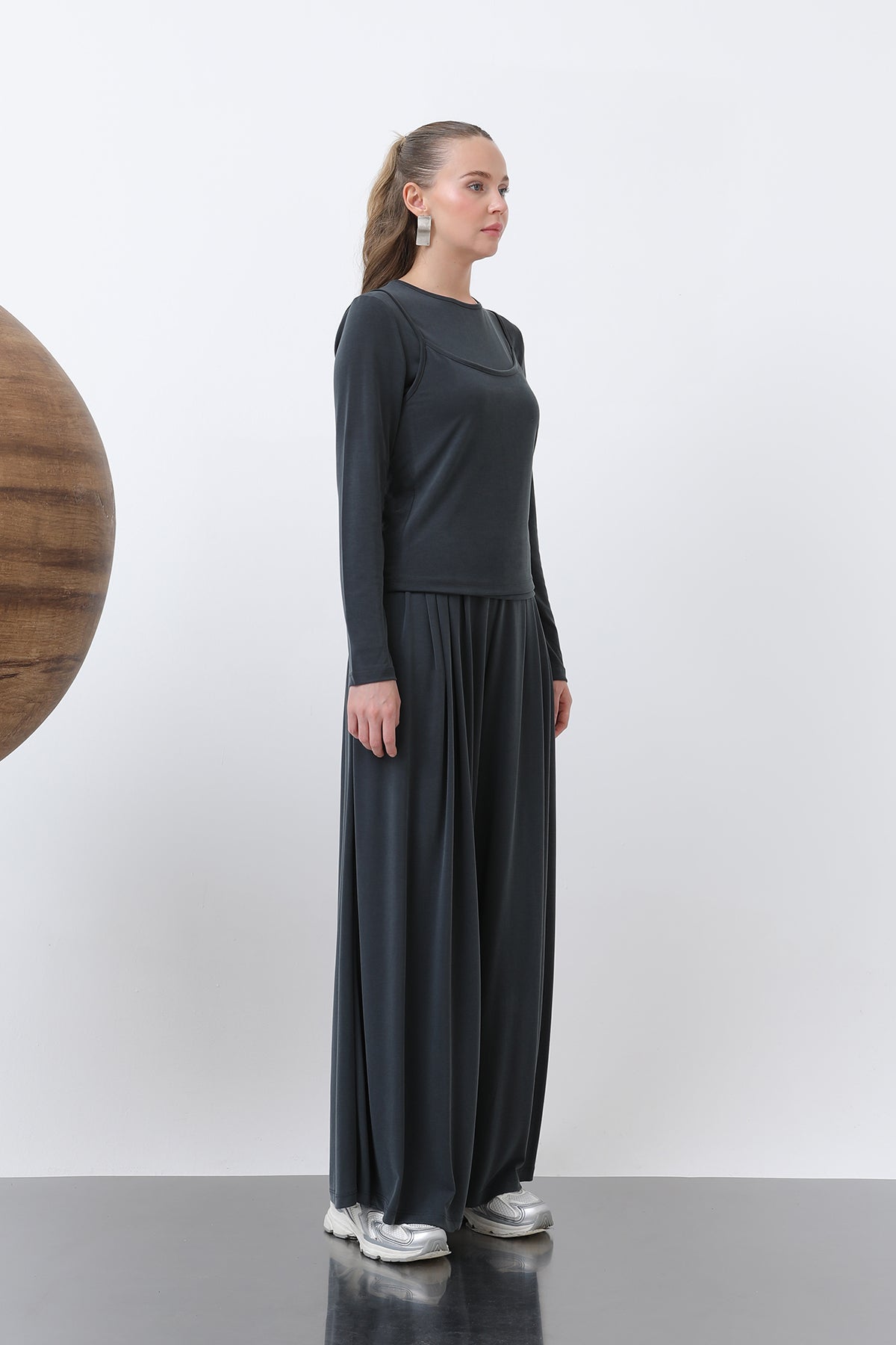 Kadın Atlet Detaylı Bluz -32262BLZ DARK ANTHRACITE