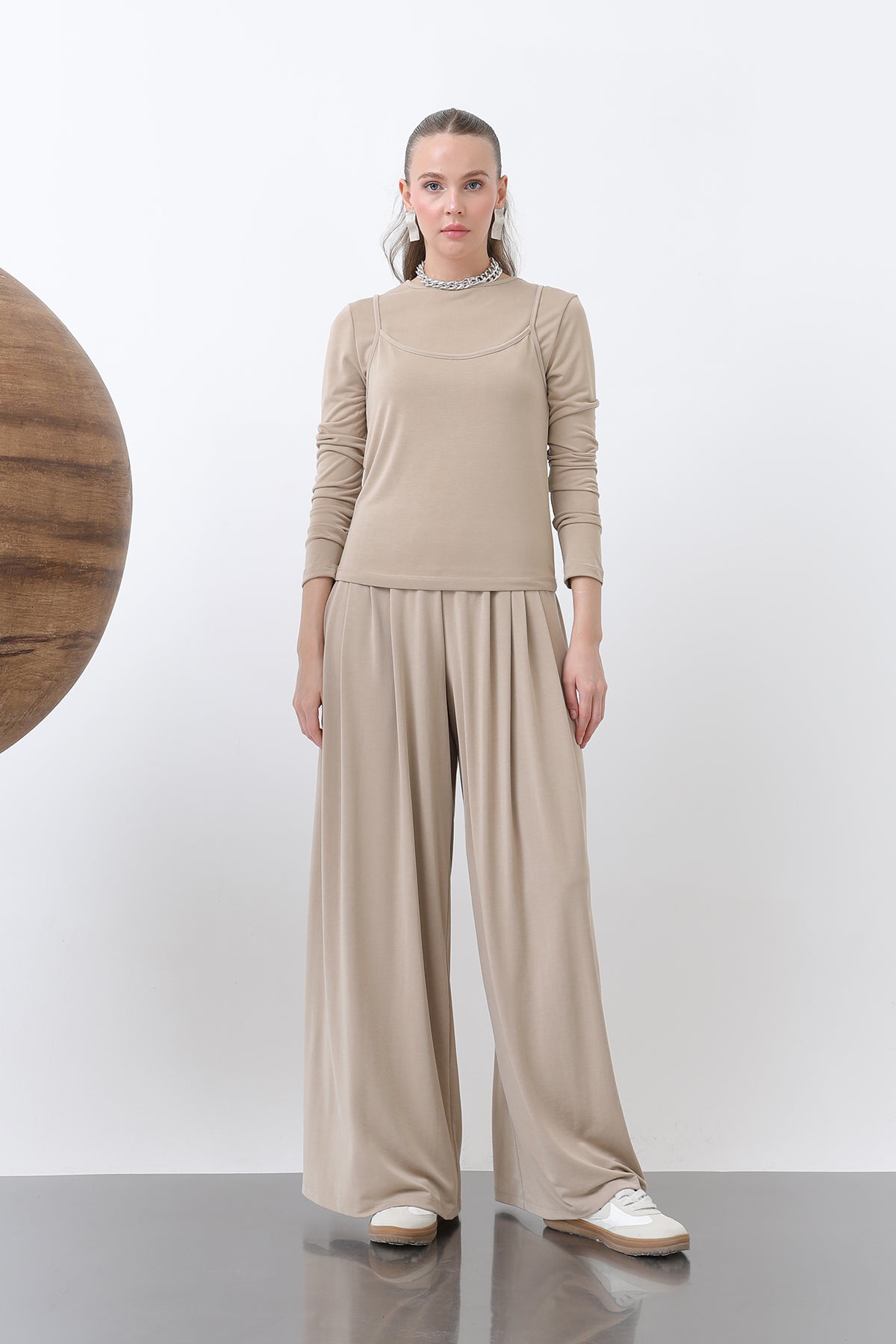 Kadın Atlet Detaylı Bluz -32262BLZ BEIGE