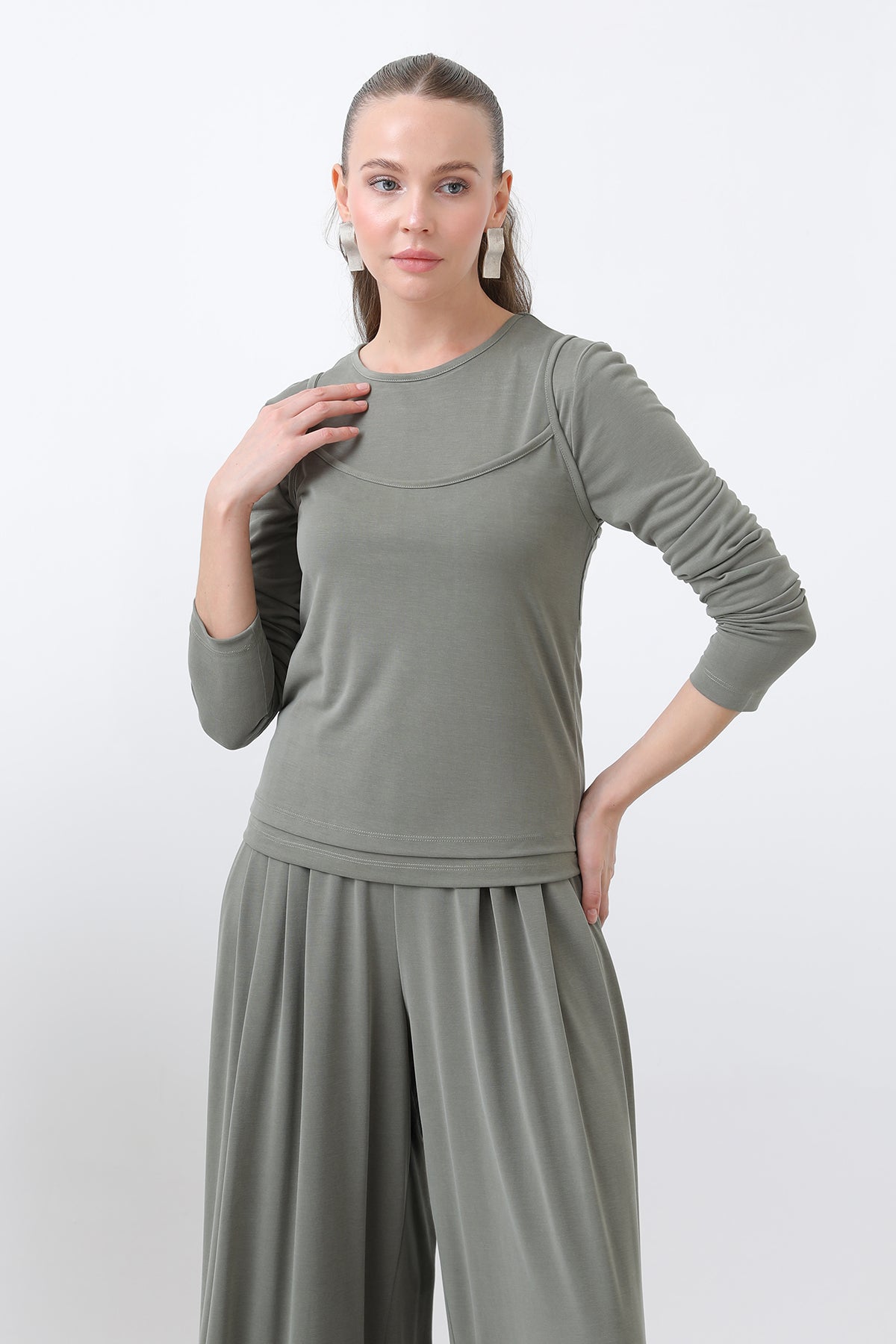 Kadın Atlet Detaylı Bluz -32262BLZ KHAKI