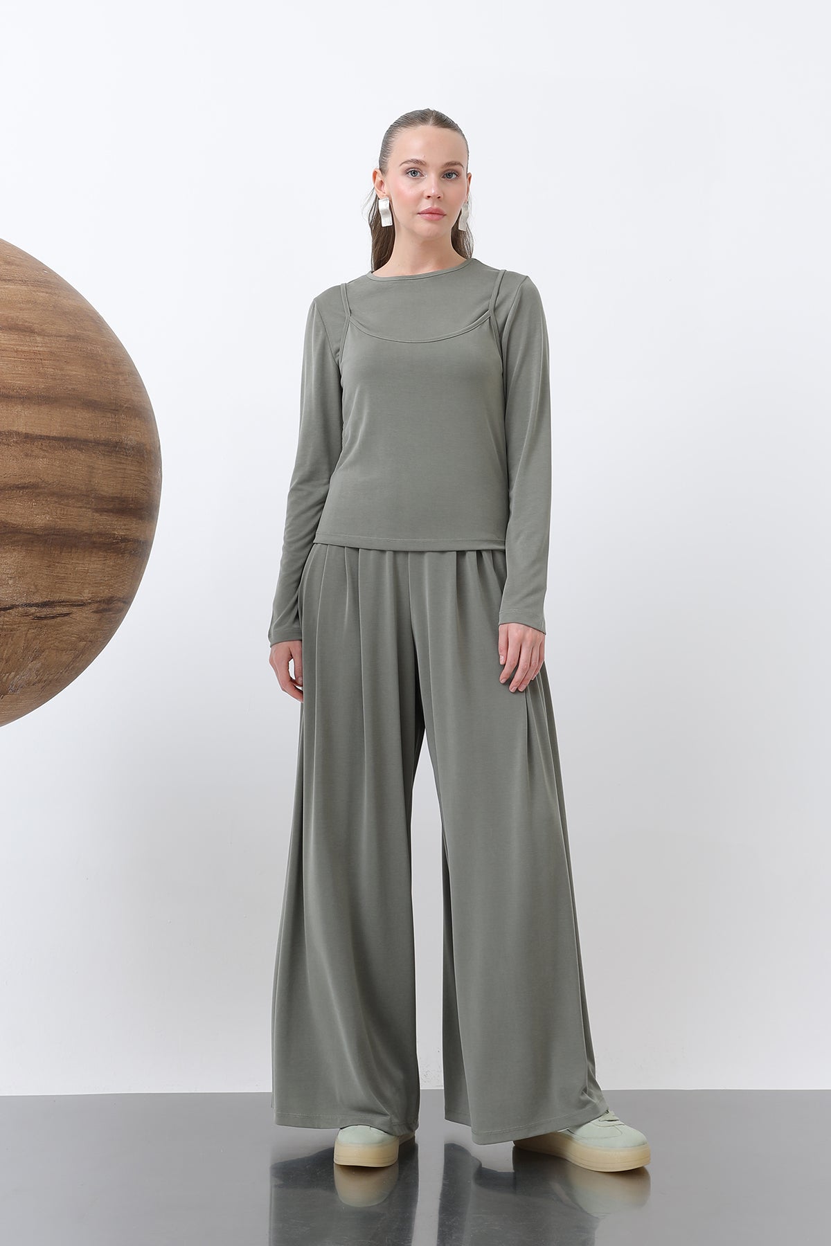 Kadın Atlet Detaylı Bluz -32262BLZ KHAKI