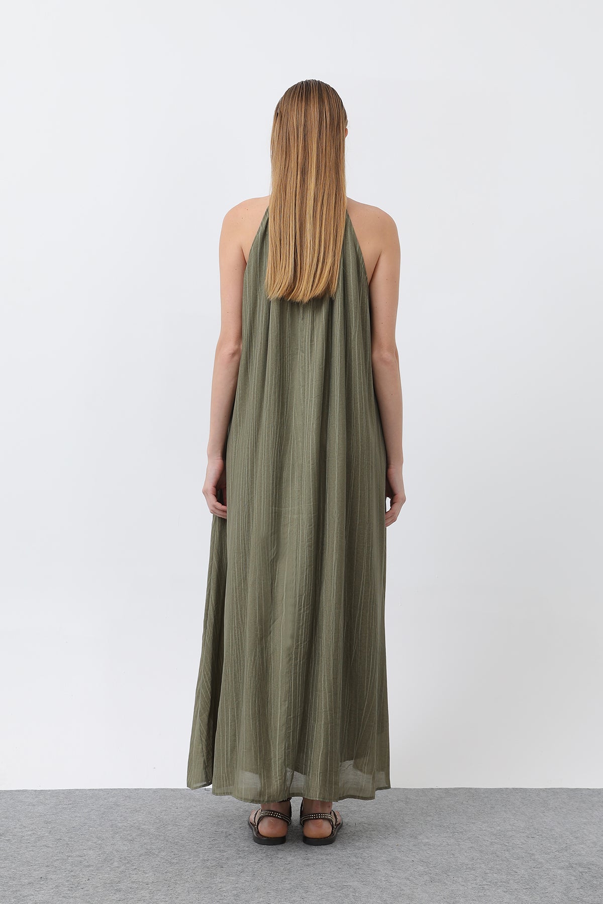 Kadın Halter Yaka Elbise - 32322ELB KHAKI