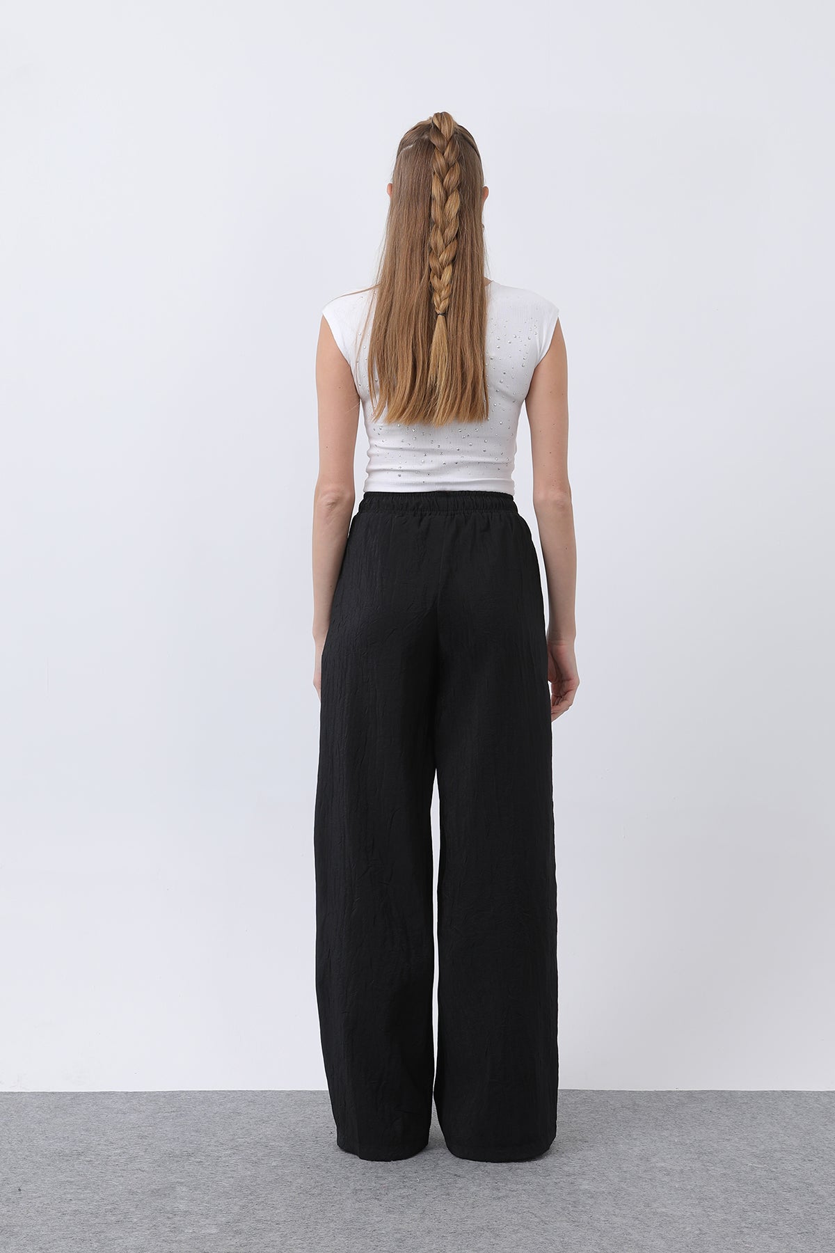 Kadın Belden Bağlamalı Pantolon - 32334PNT BLACK