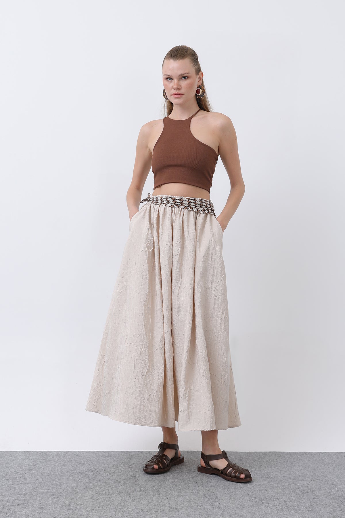 Kadın Açılımlı Etek - 32335ETK BEIGE