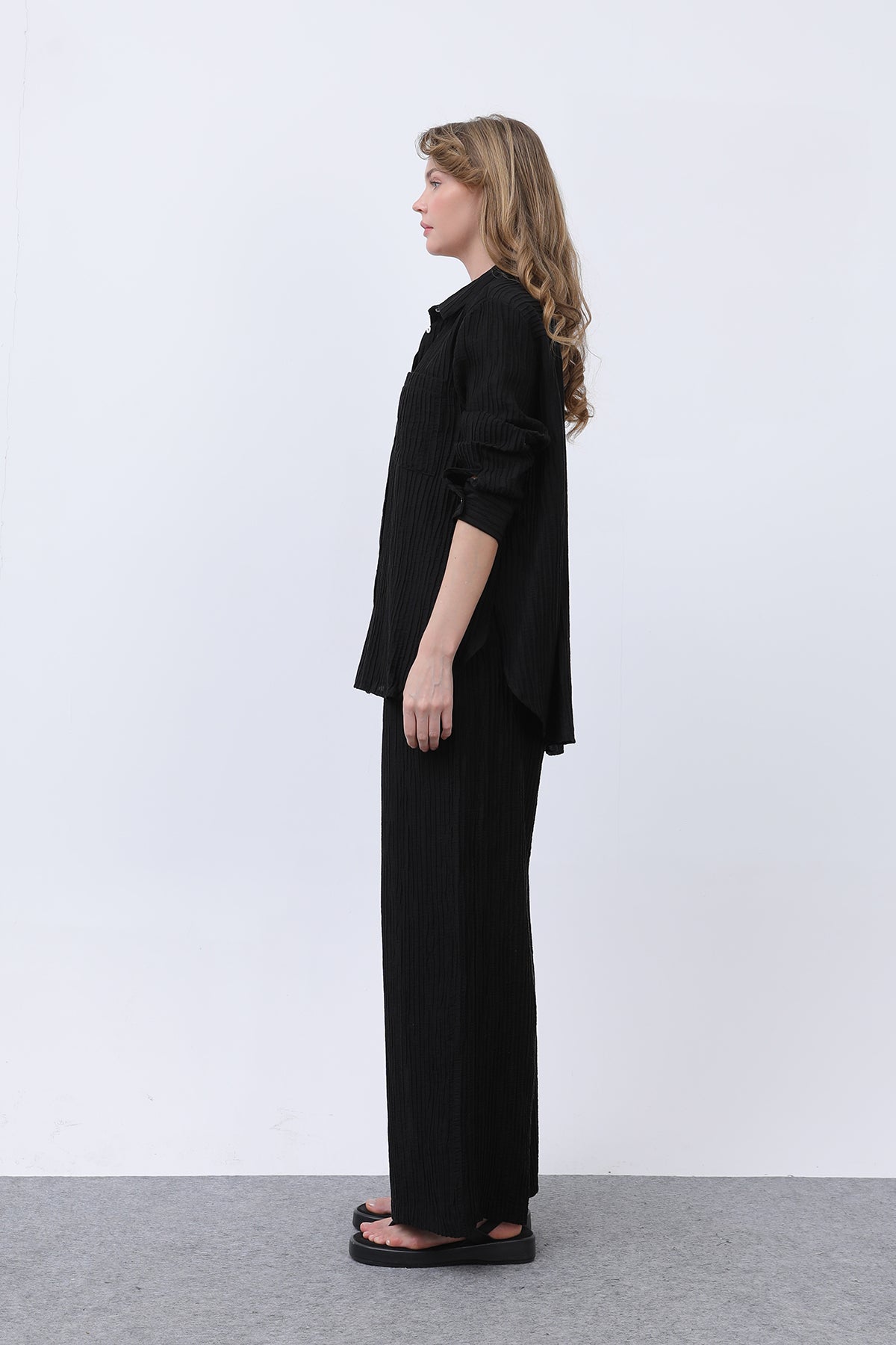Kadın Beli Kemerli Takım - 32336TKS BLACK