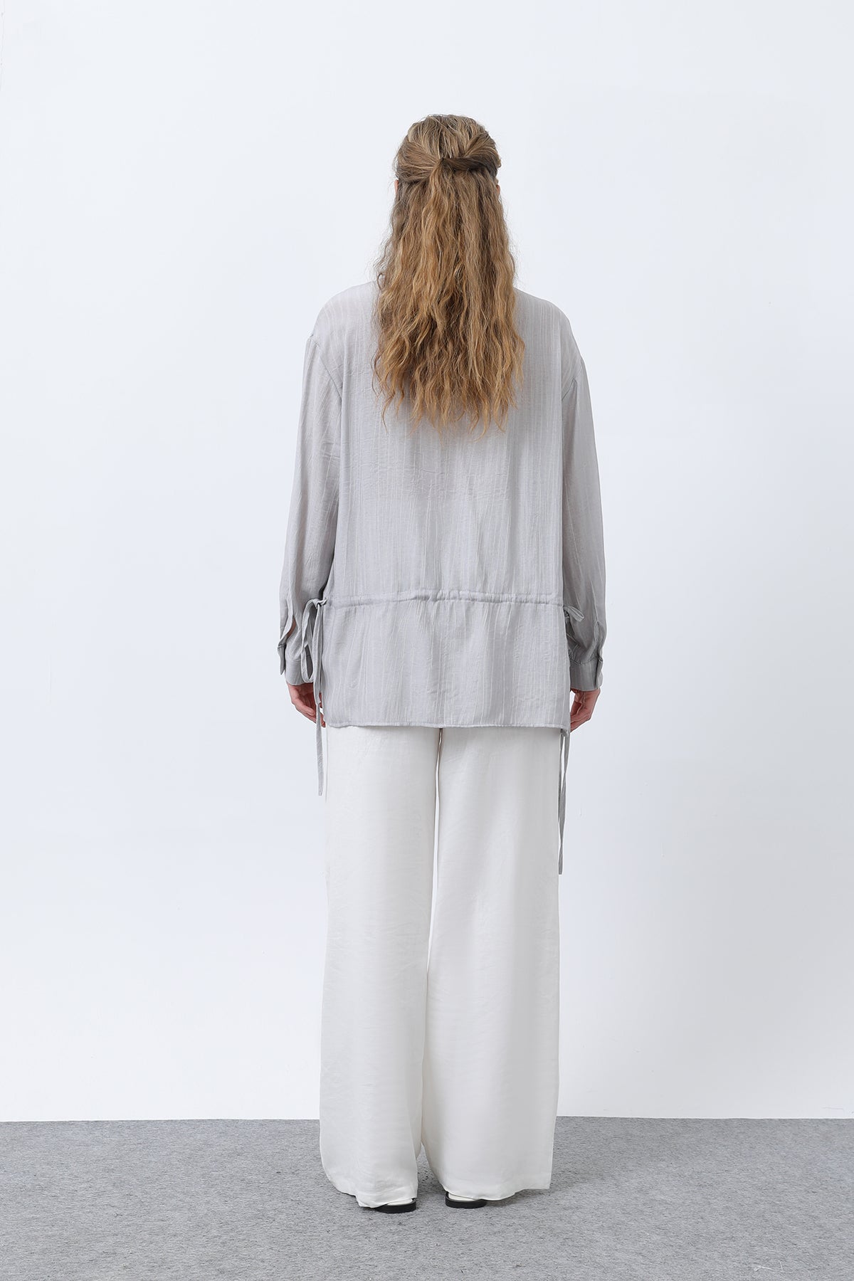 Kadın Bel Büzgü Detaylı Gömlek -32358GML GREY