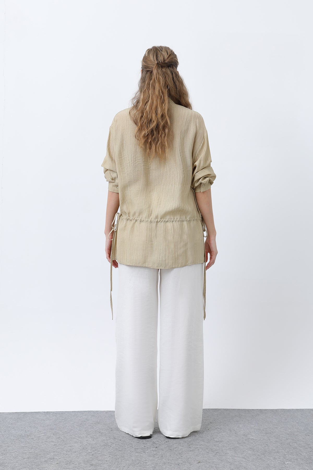 Kadın Bel Büzgü Detaylı Gömlek -32358GML OLIVE