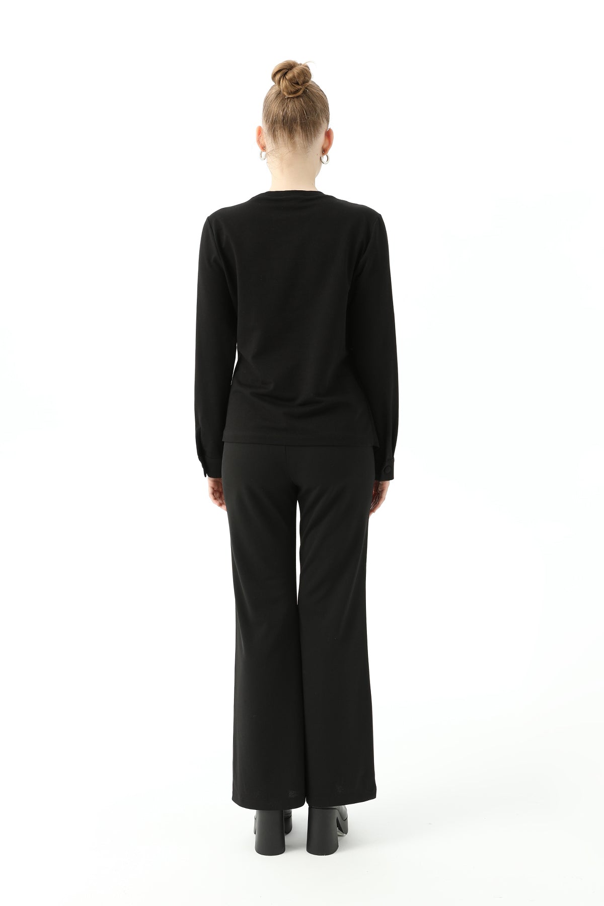 Kadın Ceket Detaylı Sweatshirt - 31441SWT BLACK