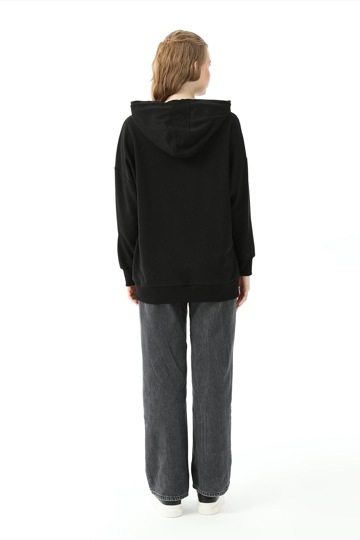 Kadın Kapüşonlu Sweatshirt - 31467SWT BLACK