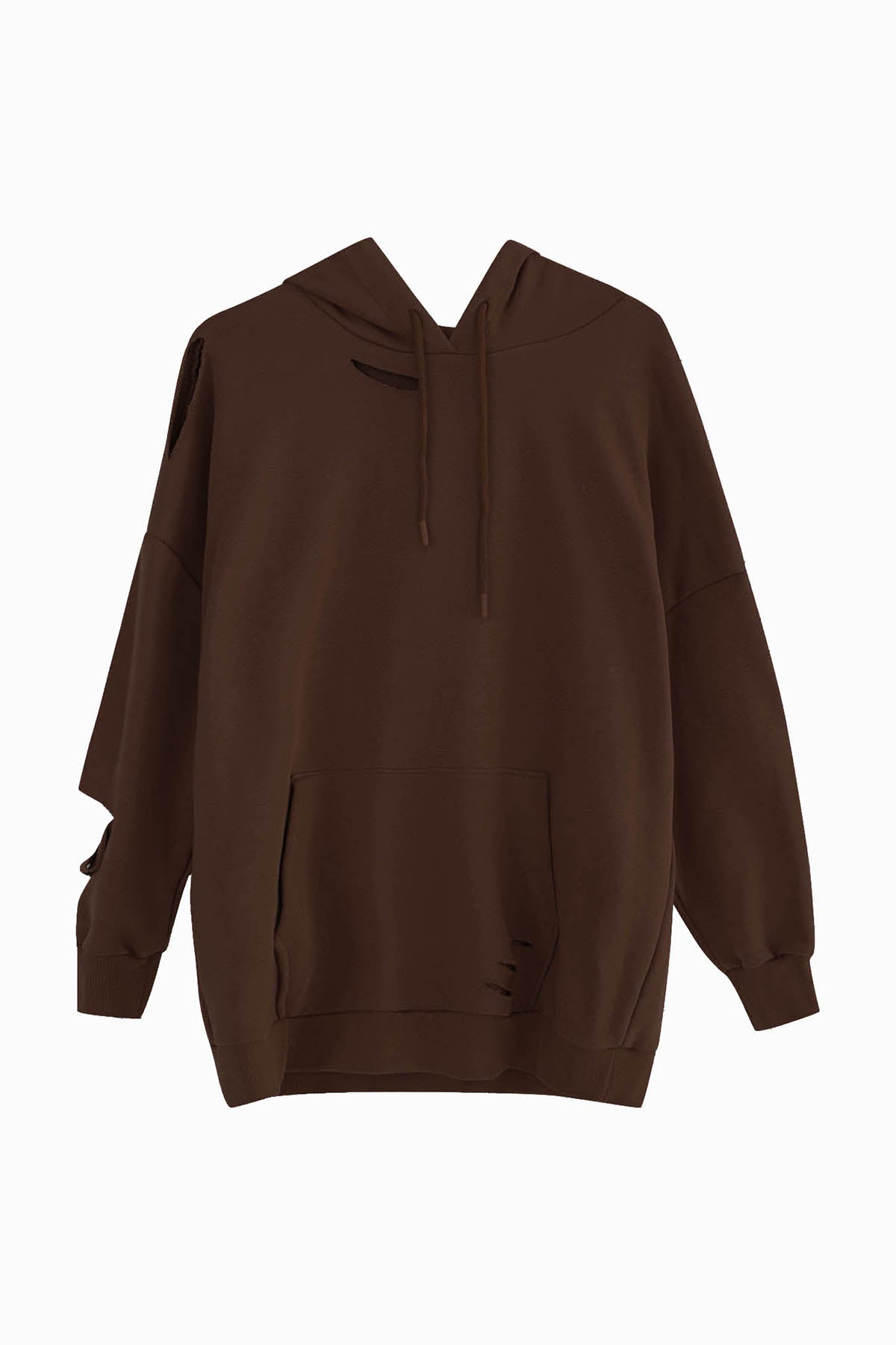Kadın Kapüşonlu Sweatshirt - 31467SWT BROWN