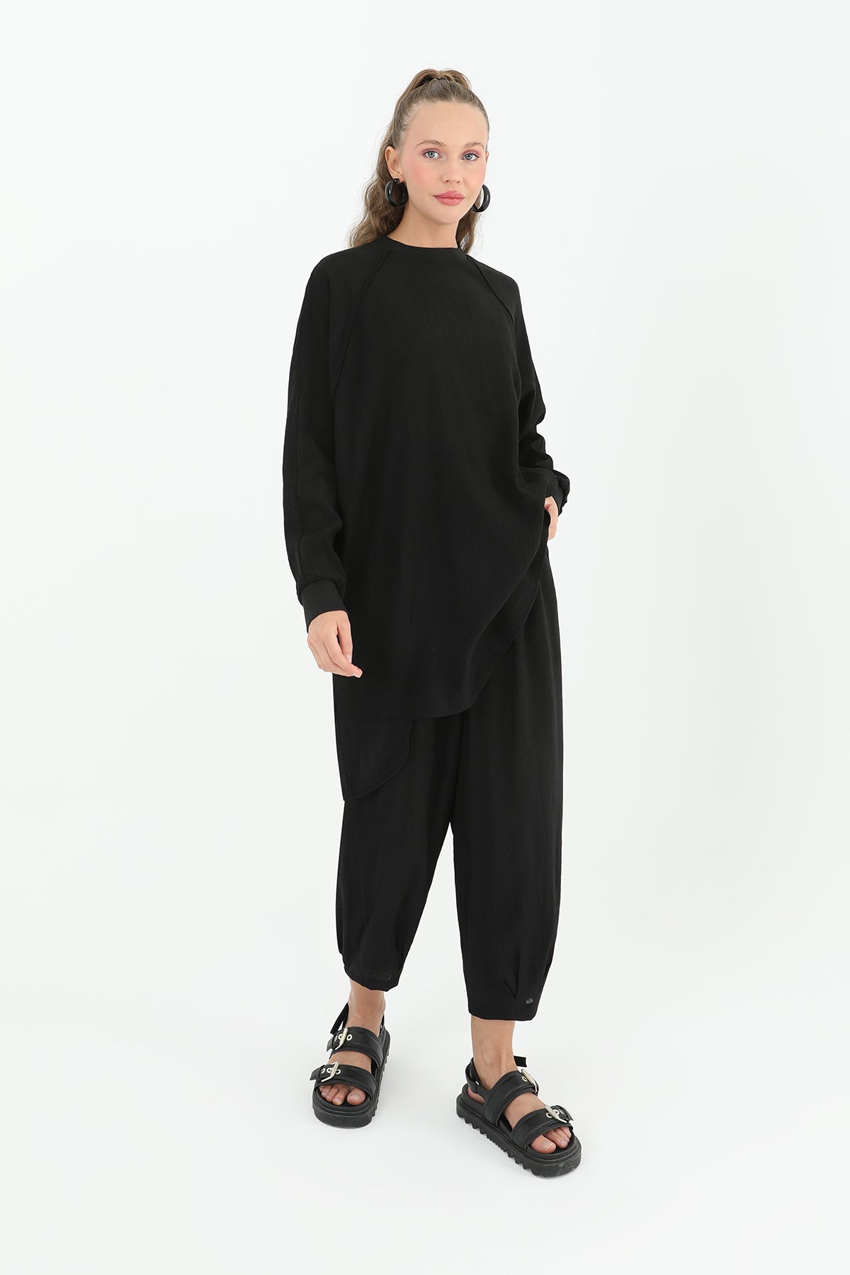 Kadın Arkası Dikiş Detaylı İkili Pantolo Takım  - 14228TKS BLACK