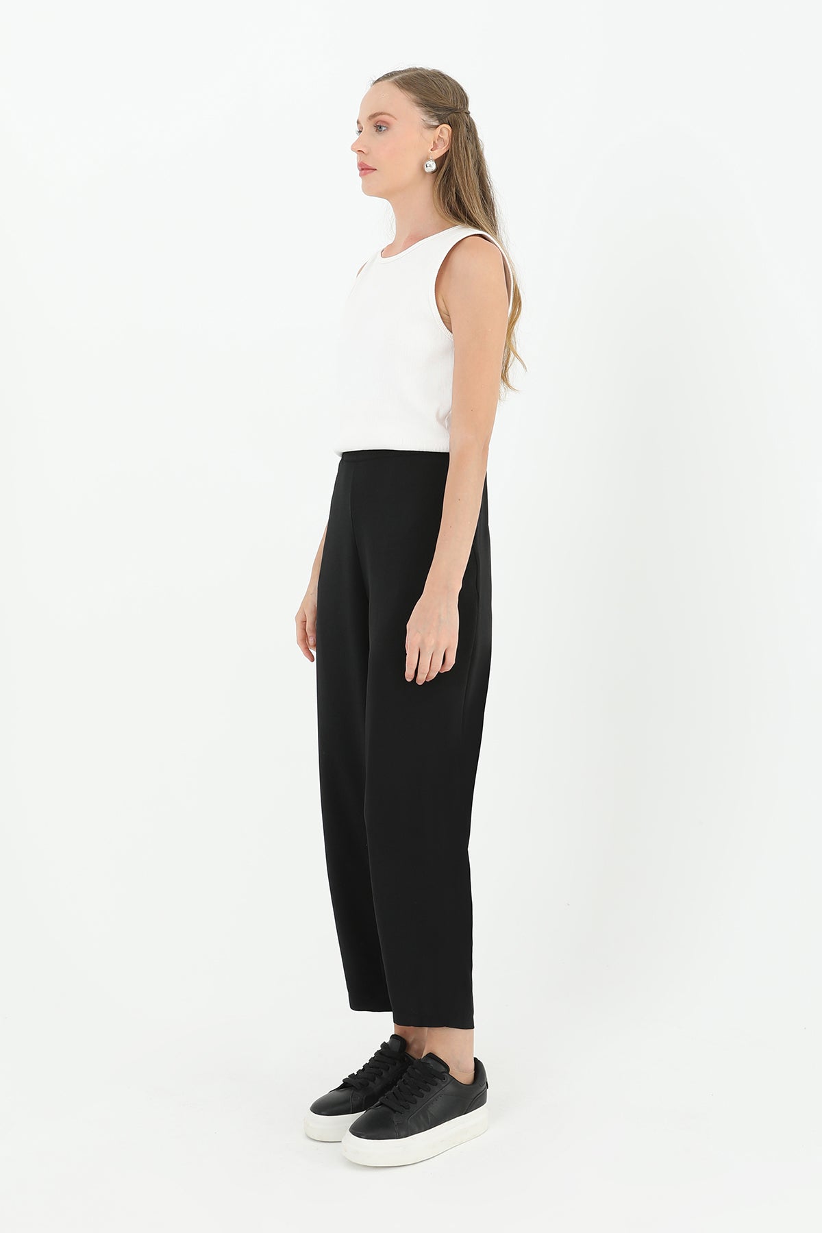 Kadın Linda Kumaş Şalvar Form Pantolon  - 18166PNT BLACK
