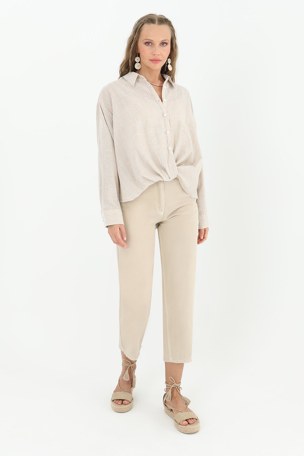 Kadın Bol Denim Pantolon  - 31823PNT MINK