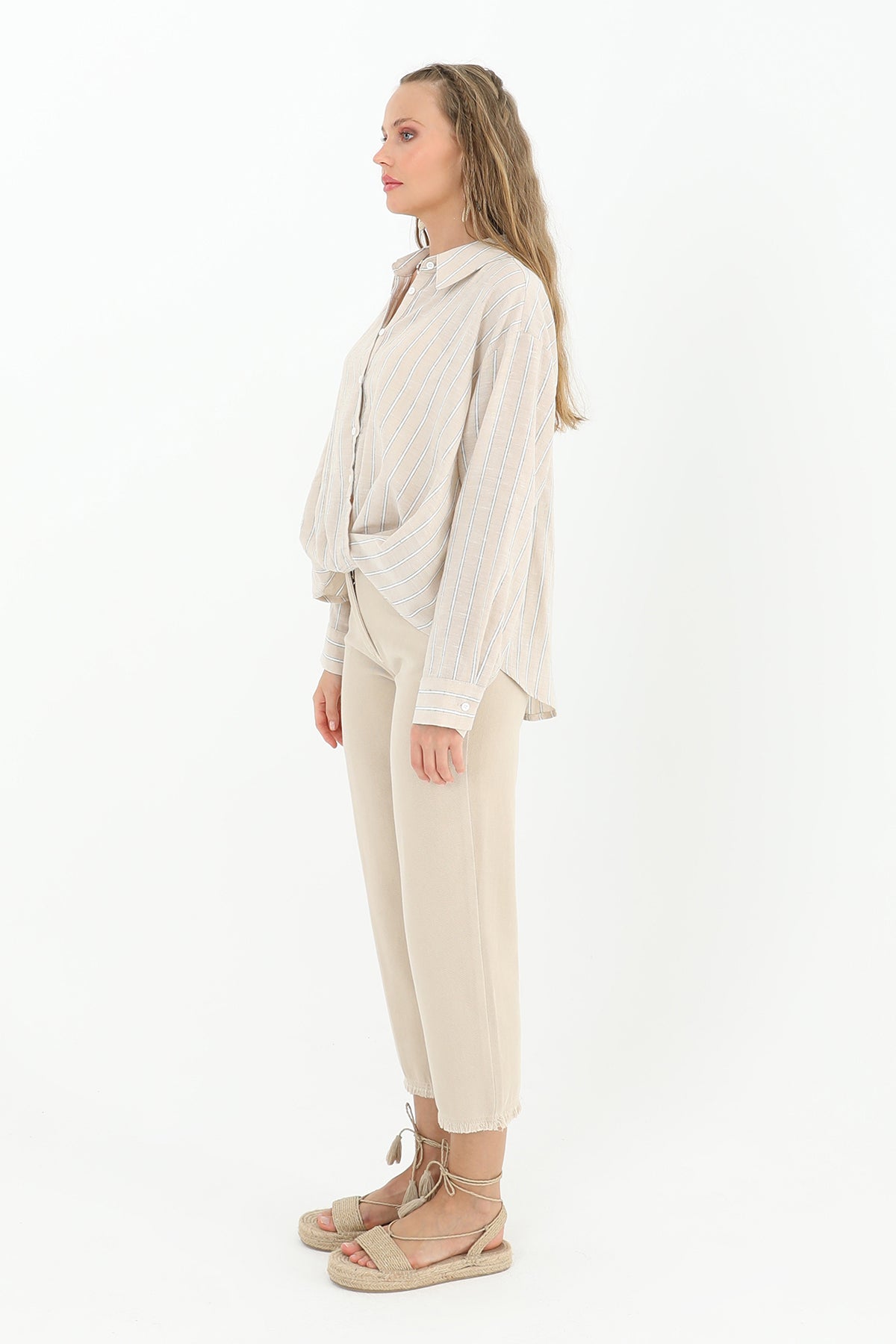 Kadın Bol Denim Pantolon  - 31823PNT MINK