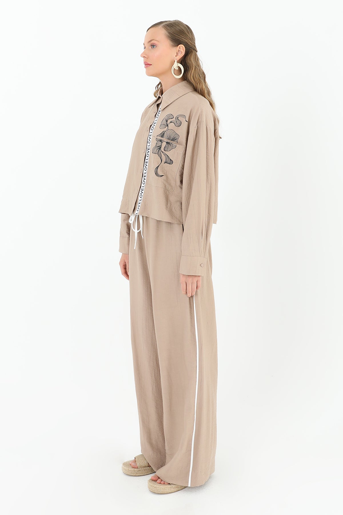 Kadın Beli Lastikli Bol Pantolon  - 31904PNT MINK