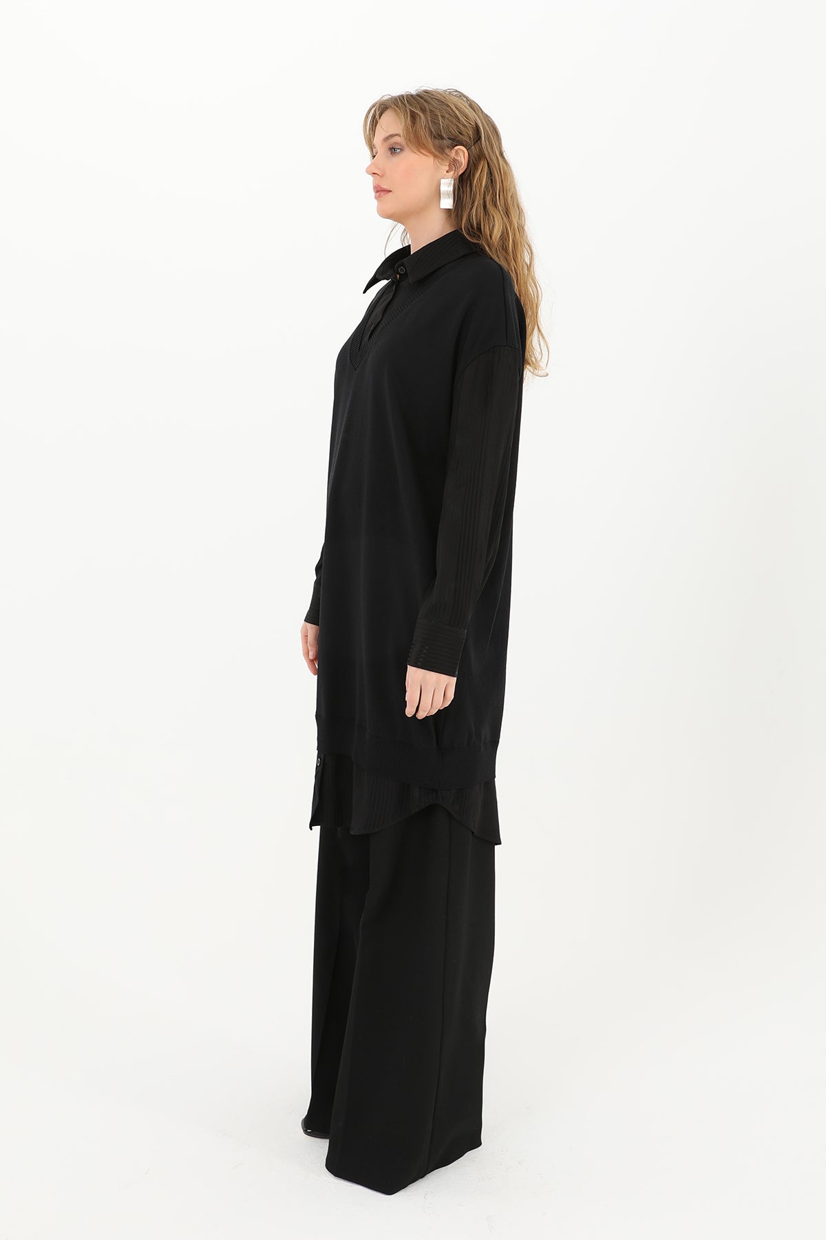 Kadın Gömlek Detaylı Tunik - 10578TUN BLACK