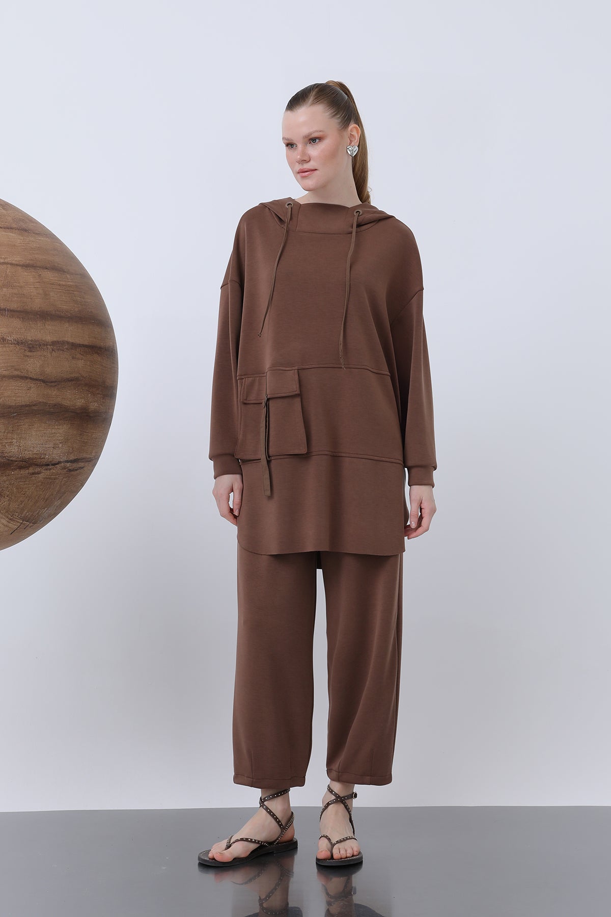 Cep Detaylı İkili Takım - 14279TKS BEIGE